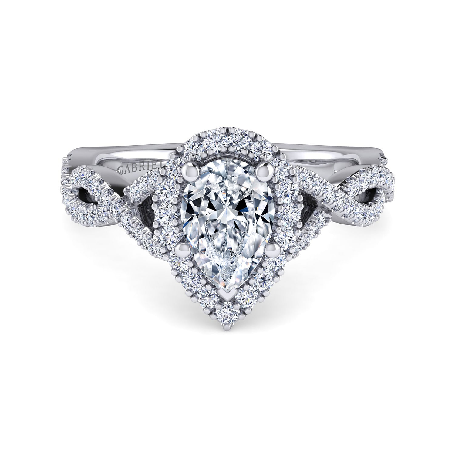 Marissa - Platinum Pear Shape Halo Diamond Engagement Ring