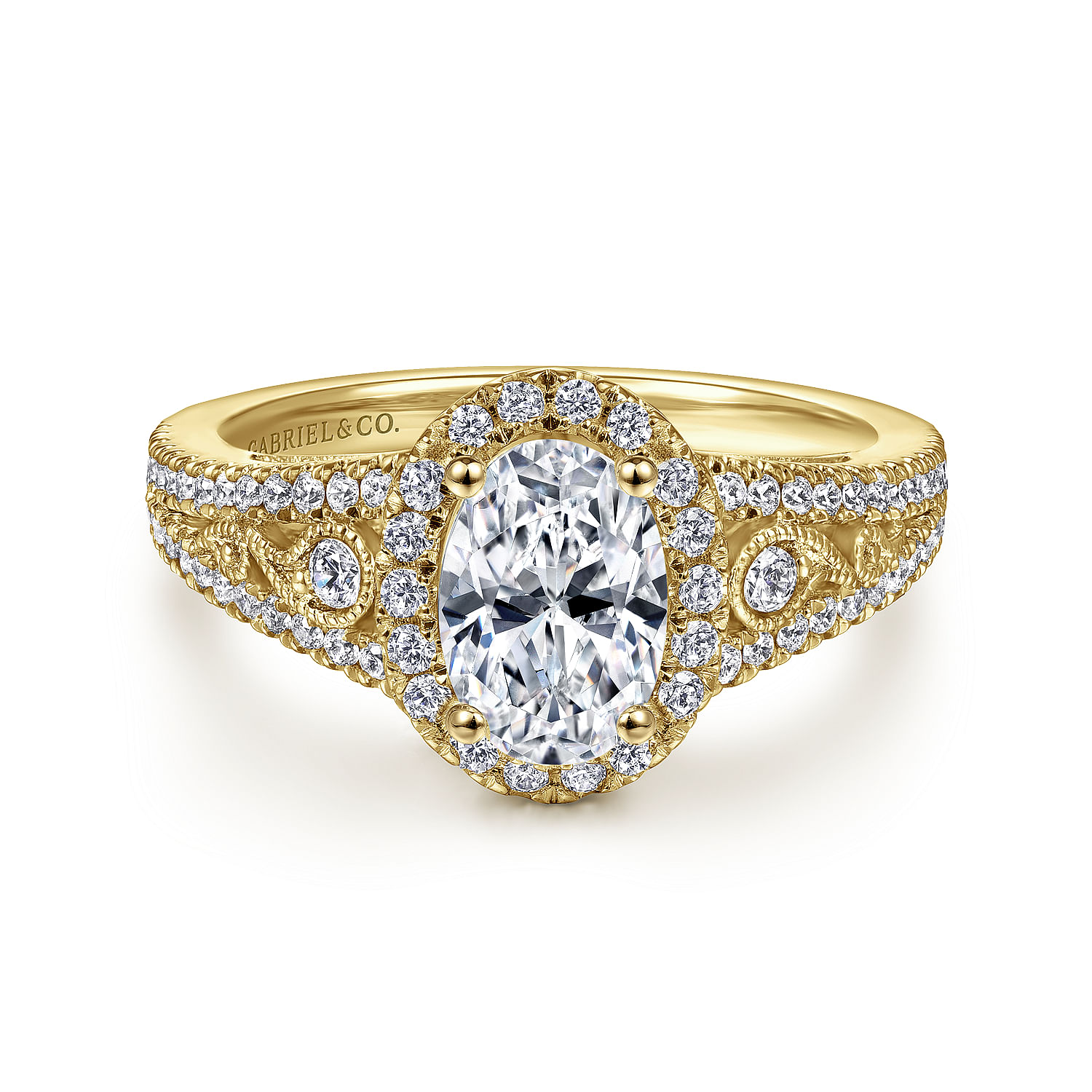 Marlena - Vintage Inspired 14K Yellow Gold Oval Halo Diamond Engagement Ring