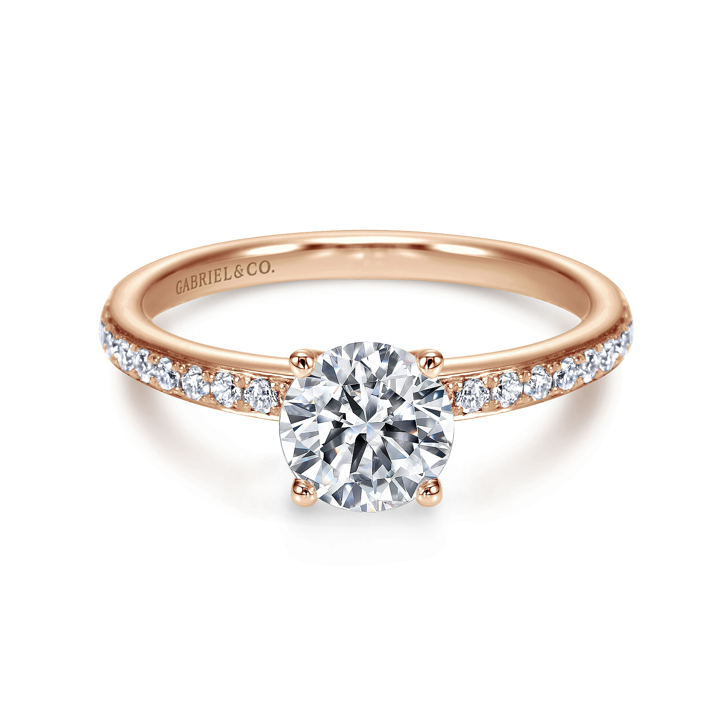 Megan - 14K Rose Gold Round Diamond Engagement Ring