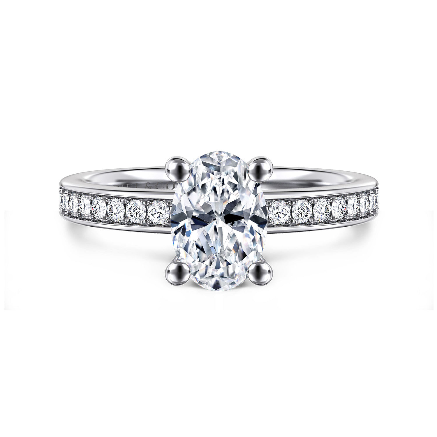 Megan - 14K White Gold Oval Diamond Engagement Ring