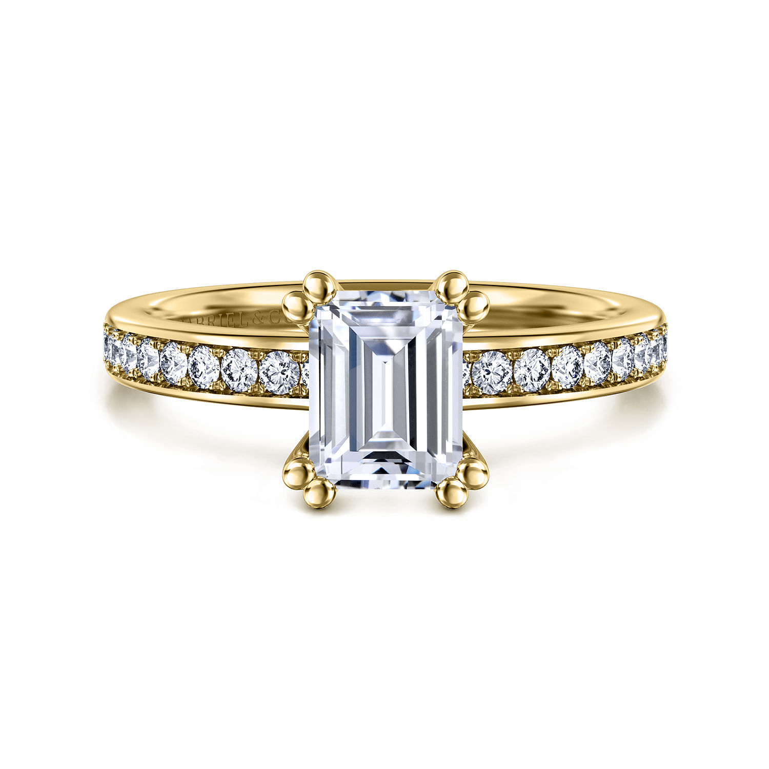 Megan - 14K Yellow Gold Emerald Cut Diamond Engagement Ring