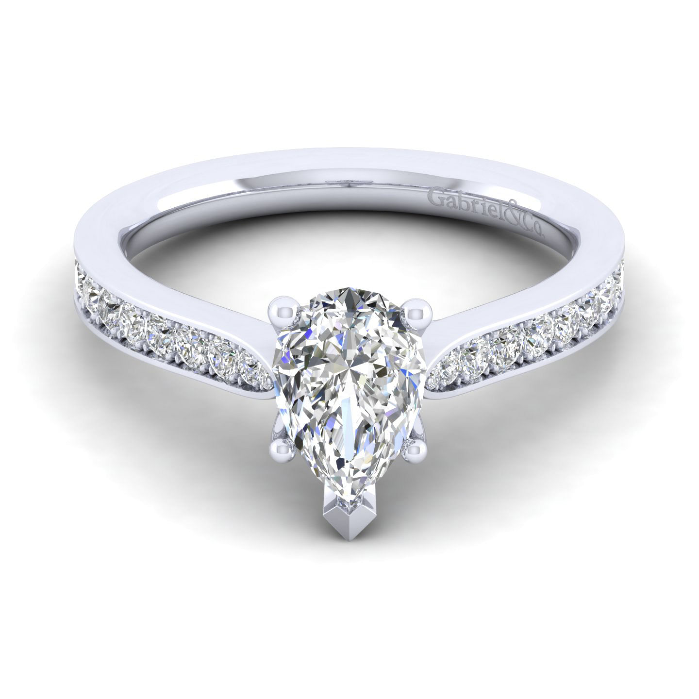 Merritt - 14K White Gold Pear Shape Diamond Engagement Ring