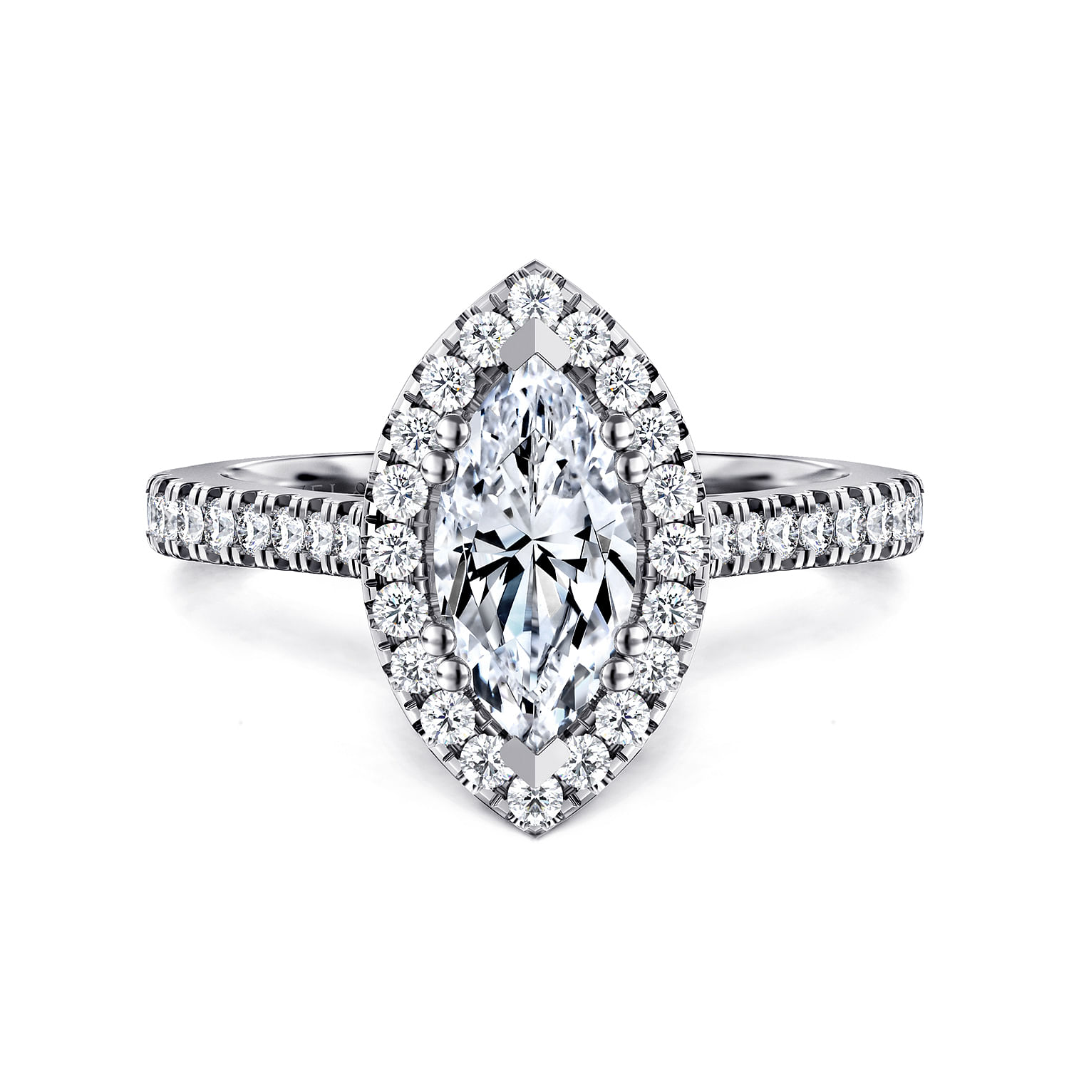 Michaela - 14K White Gold Marquise Halo Diamond Engagement Ring