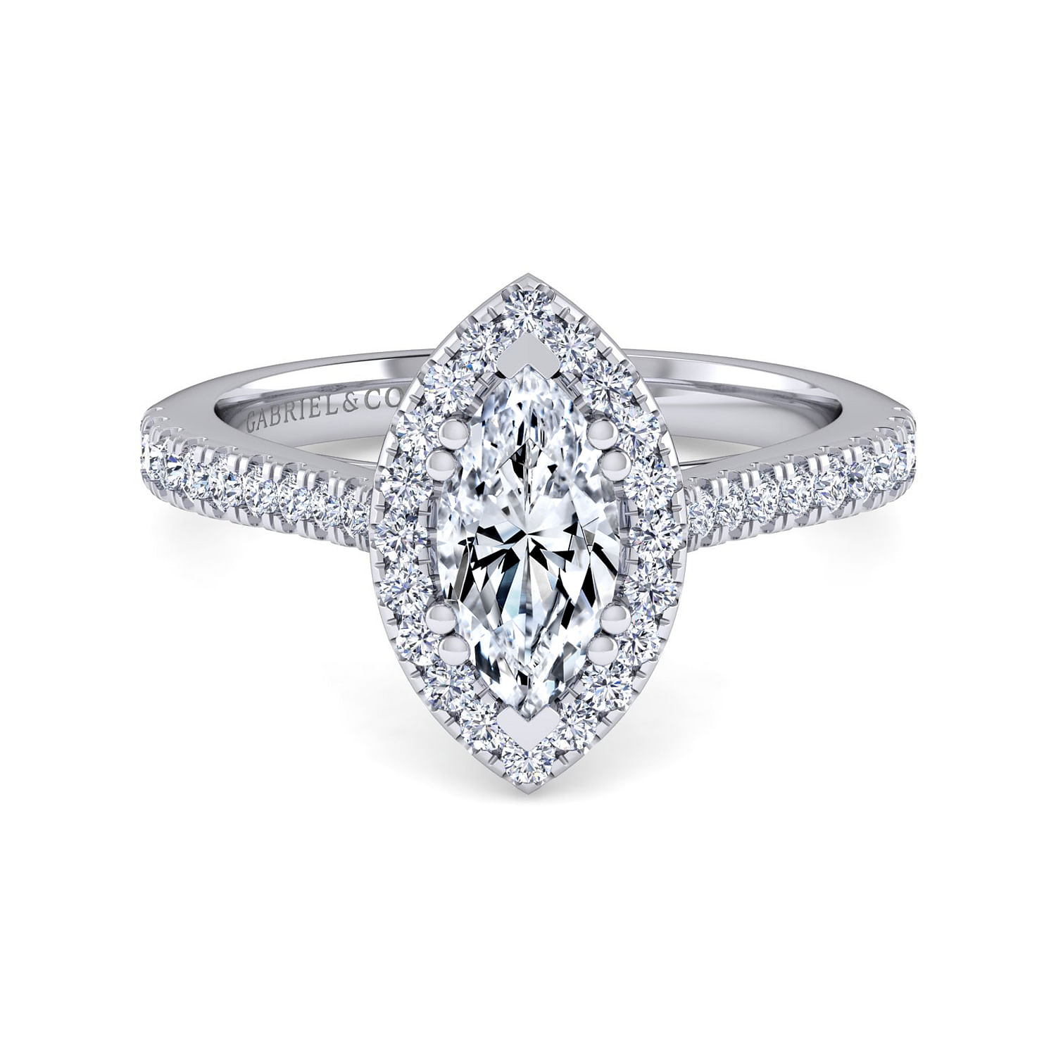 Michaela - Platinum Marquise Halo Diamond Engagement Ring