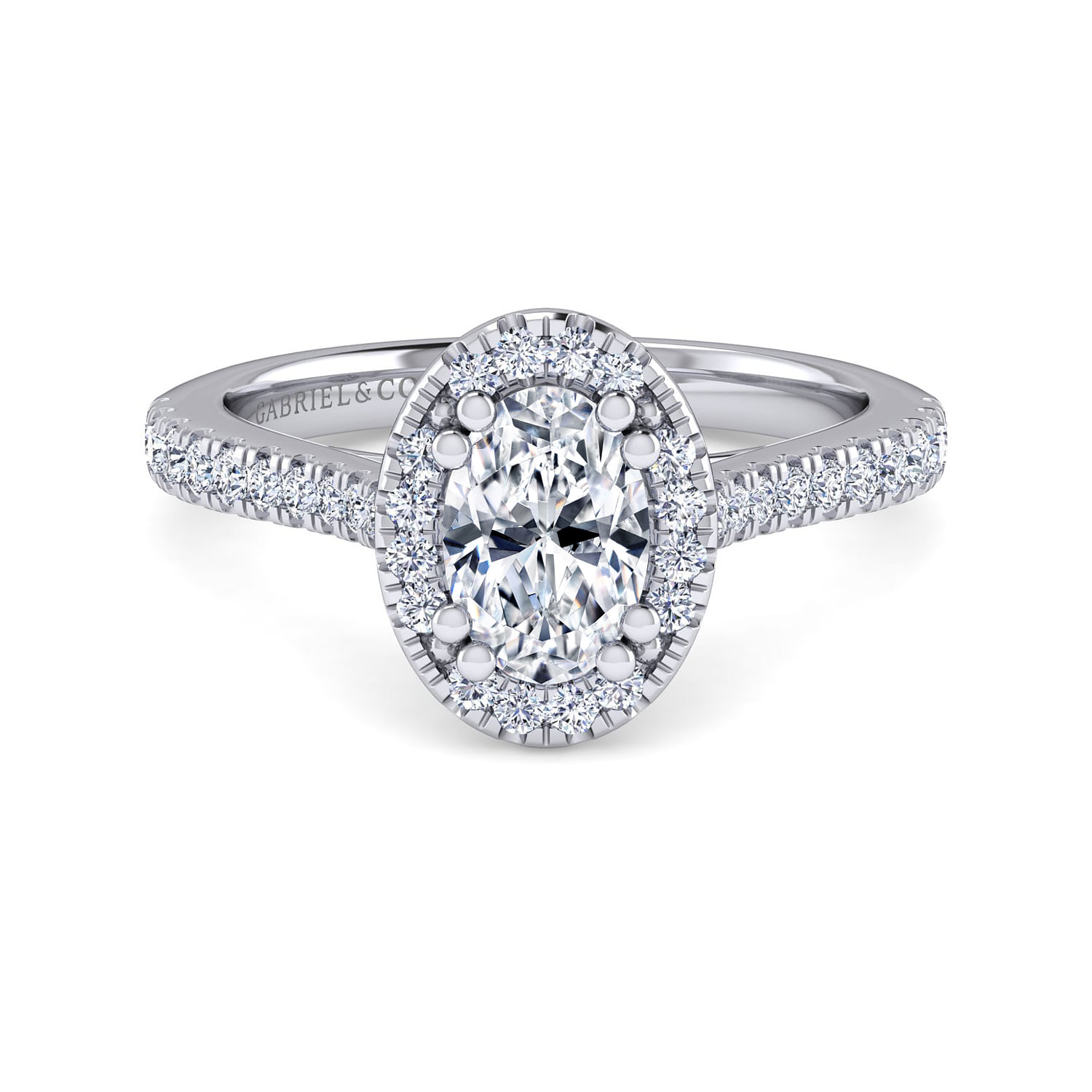 Michaela - Platinum Oval Halo Diamond Engagement Ring