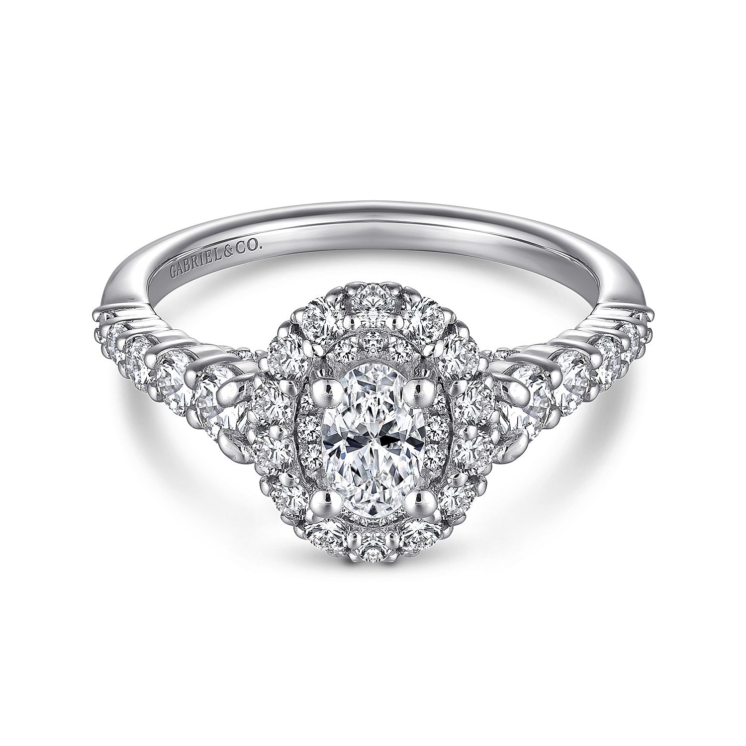 Milagros - 14K White Gold Oval Complete Diamond Engagement Ring
