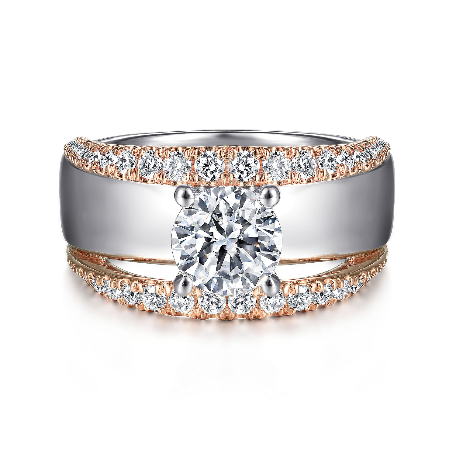 Milene - 14K White-Rose Gold Round Diamond Engagement Ring