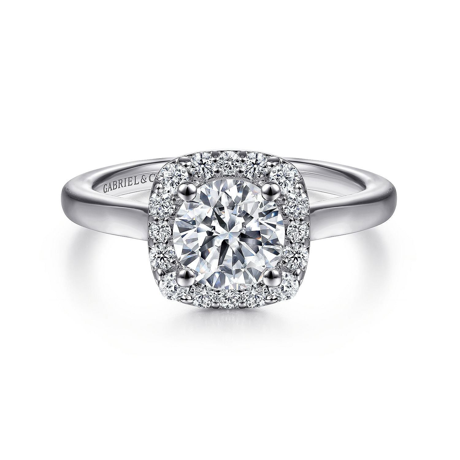 Miley - Platinum Cushion Halo Round Diamond Engagement Ring