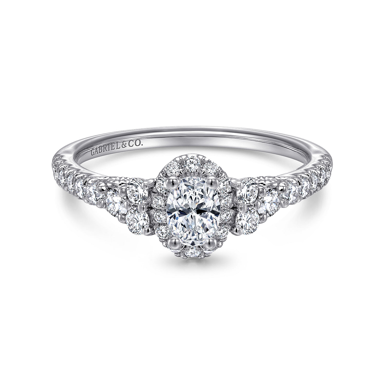 Mirabella - 14K White Gold Oval Halo Diamond Engagement Ring