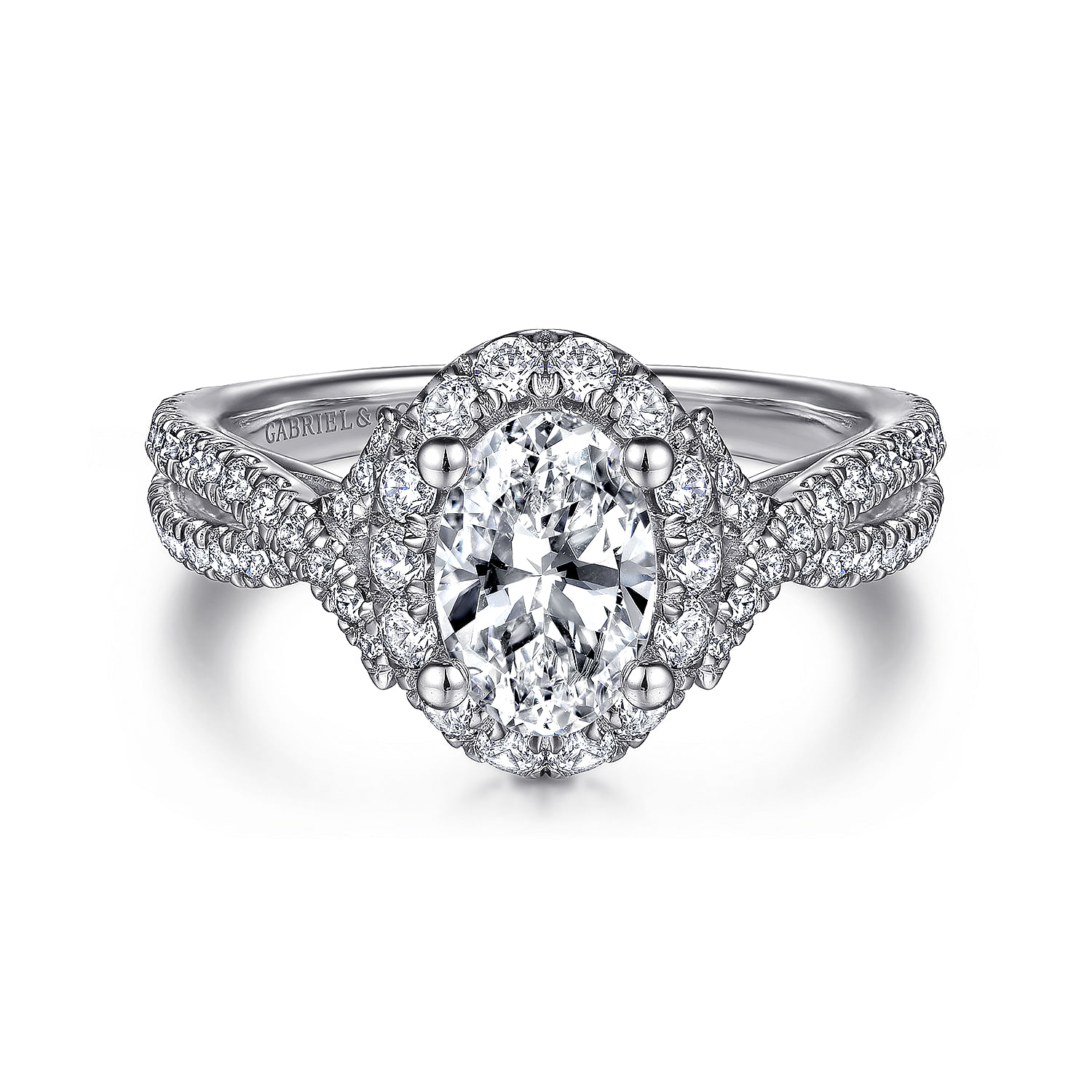 Monique - 14K White Gold Oval Halo Diamond Engagement Ring