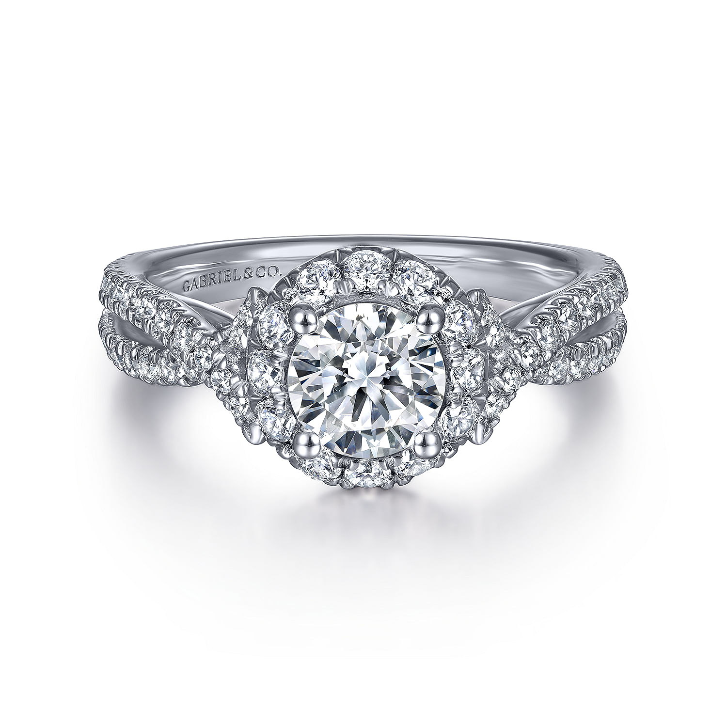 Monique - 14K White Gold Round Halo Diamond Engagement Ring