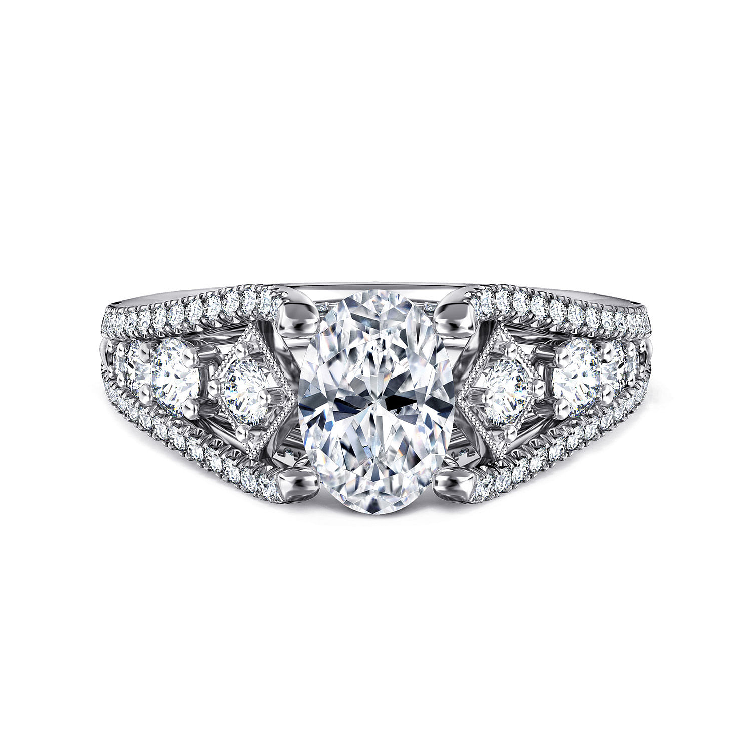 Myrtle - 14K White Gold Oval Diamond Engagement Ring