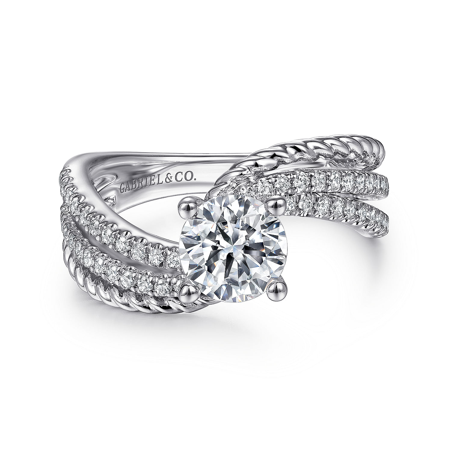 Neysa - 14K White Gold Round Diamond Engagement Ring