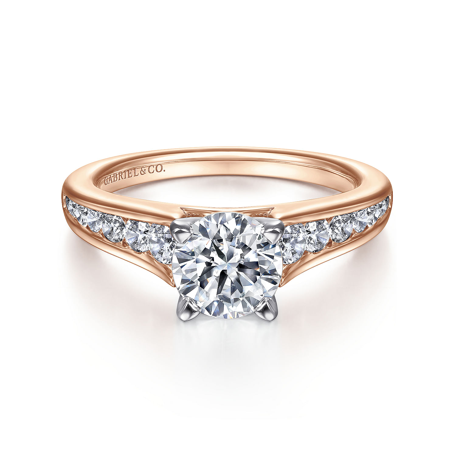 Nicola - 14K White-Rose Gold Round Diamond Engagement Ring