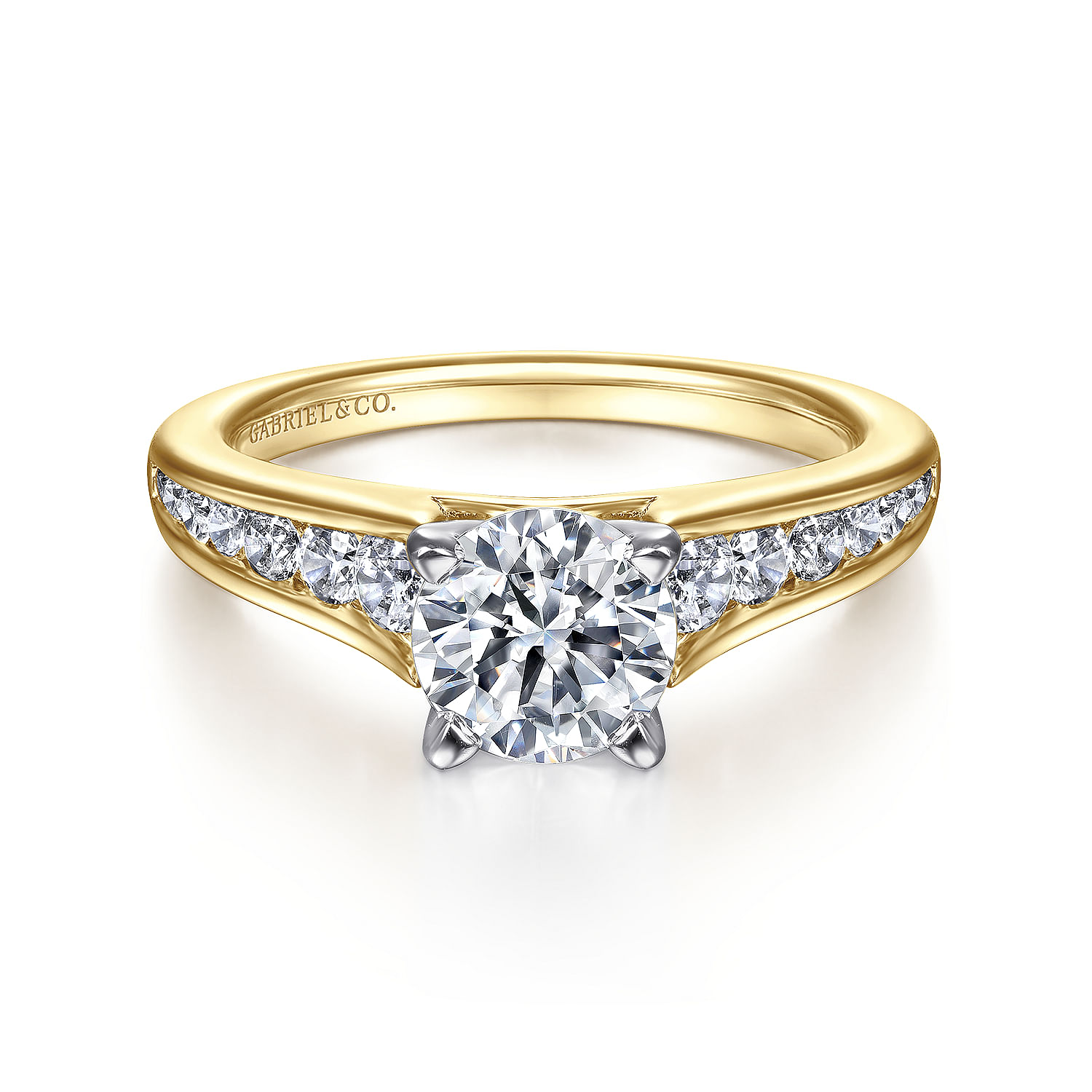 Nicola - 14K White-Yellow Gold Round Diamond Engagement Ring