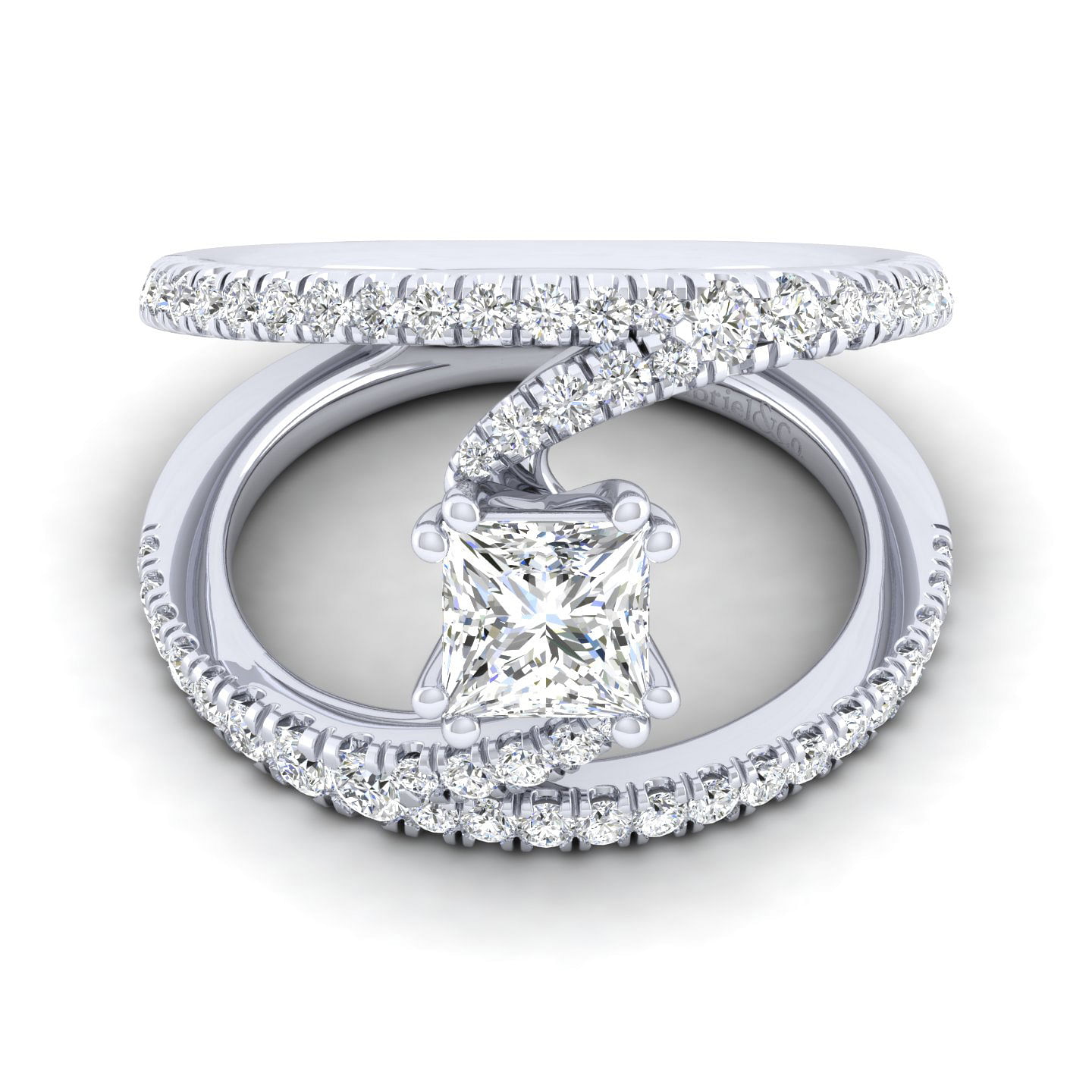 Nova - 14K White Gold Princess Cut Split Shank Diamond Engagement Ring