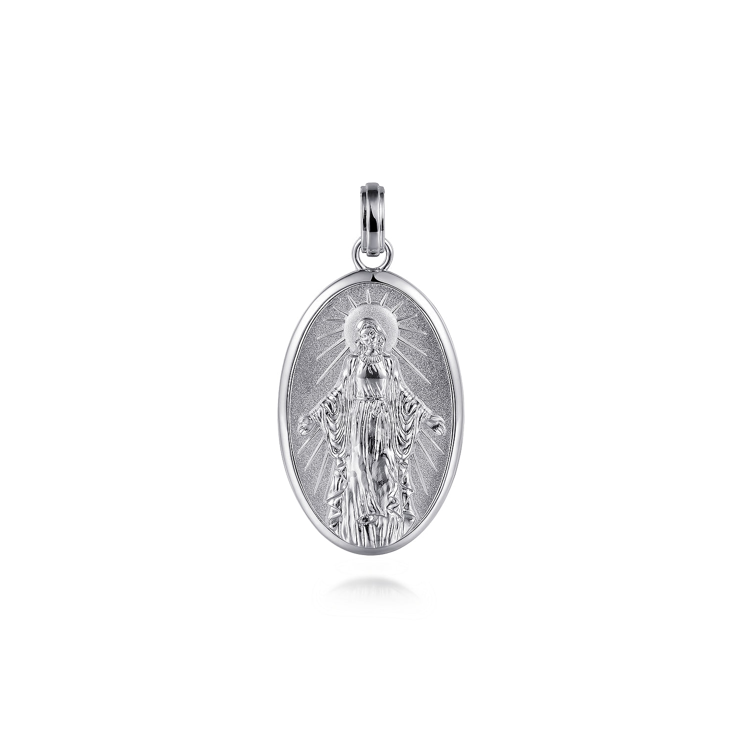 Oval 925 Sterling Silver Virgin Mary Pendant