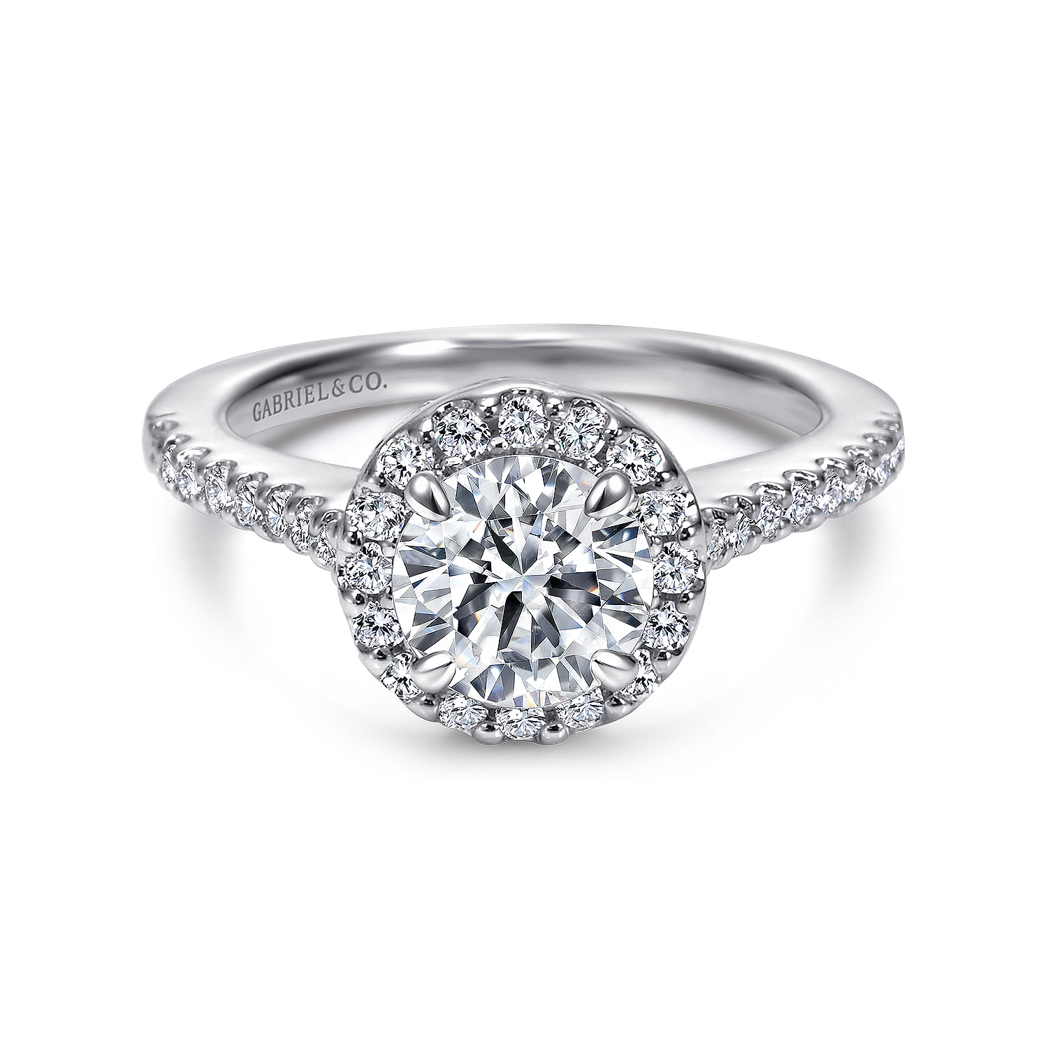 Paige - 14K White Gold Round Halo Diamond Engagement Ring