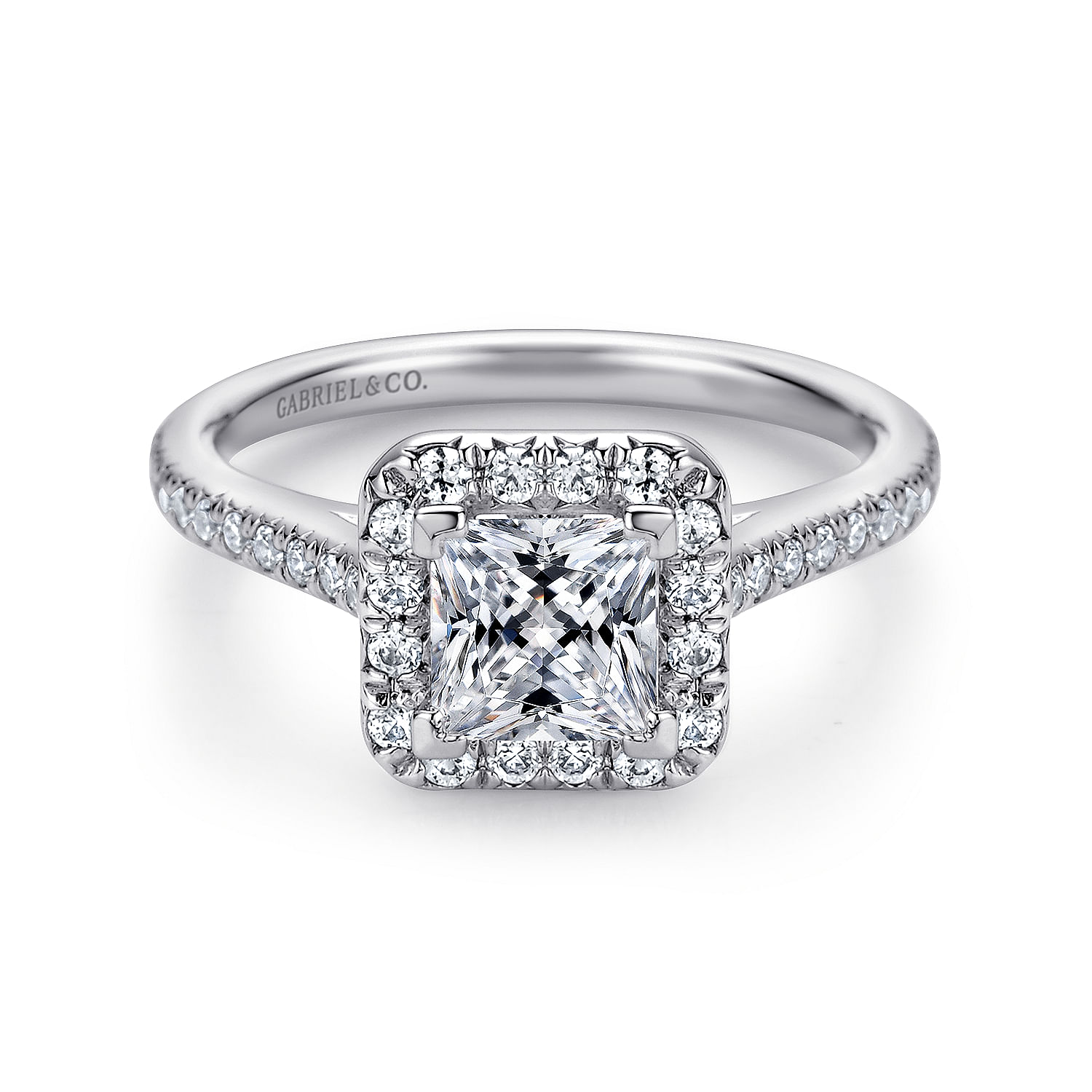 Patience - 14K White Gold Princess Halo Diamond Engagement Ring