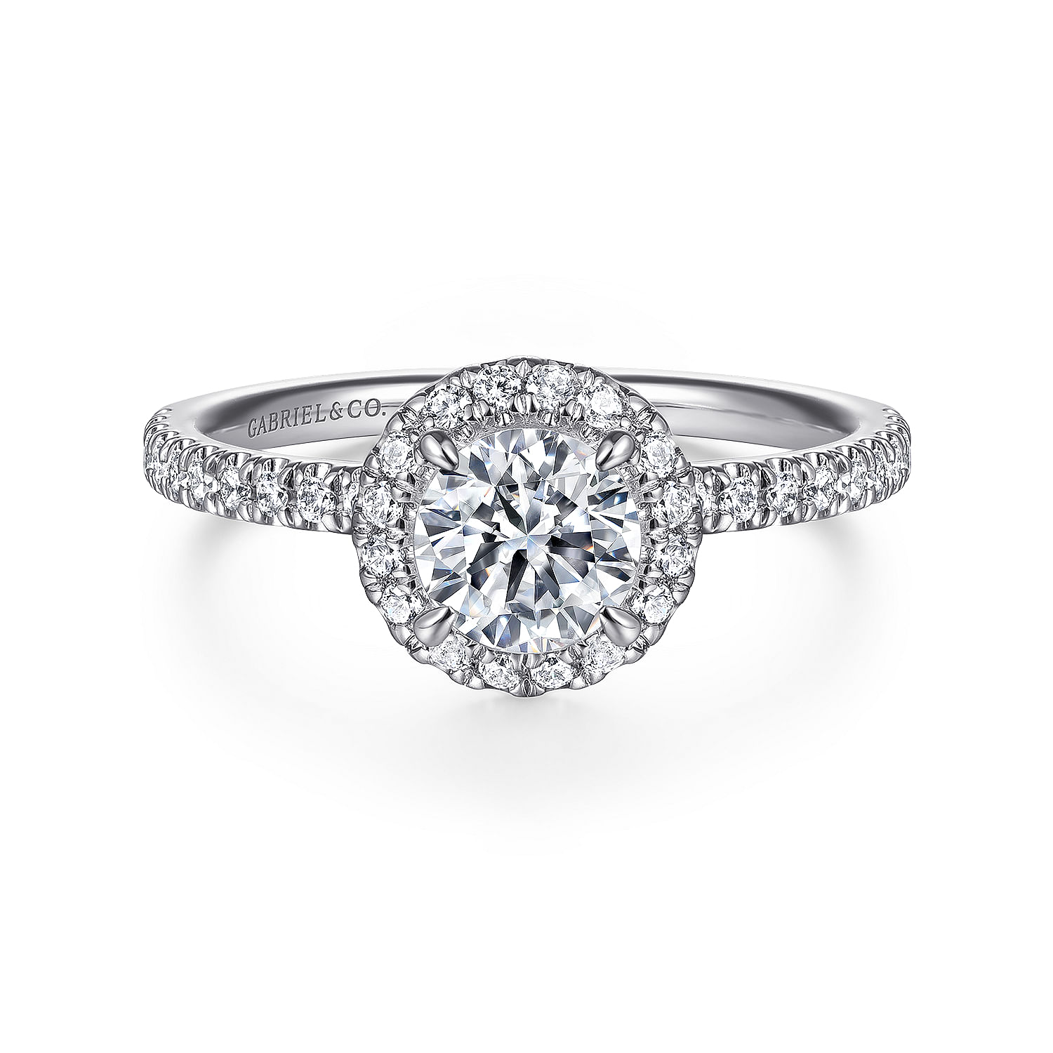 Philippa - 14K White Gold Round Halo Diamond Engagement Ring