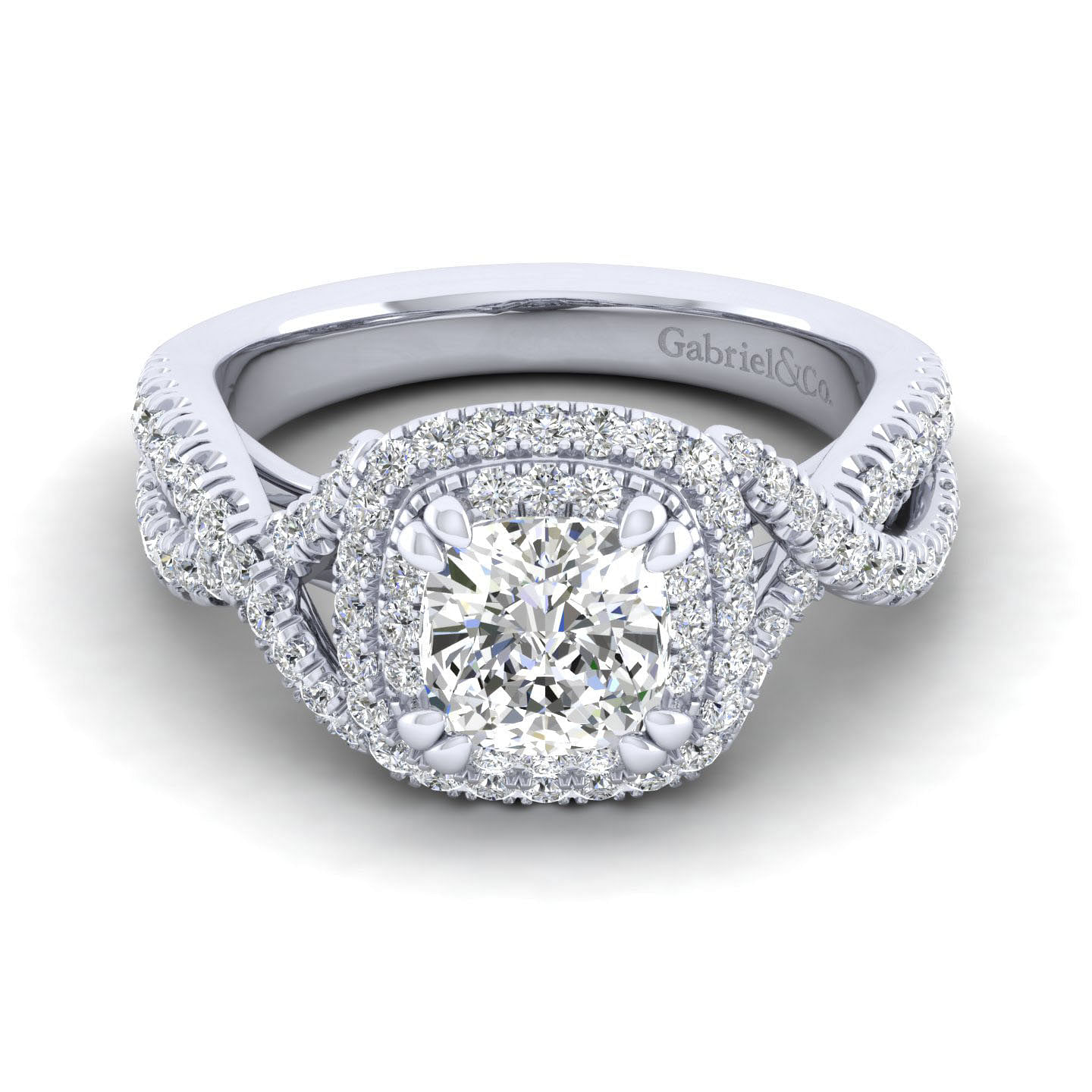 Pippa - 14K White Gold Cushion Cut Diamond Engagement Ring