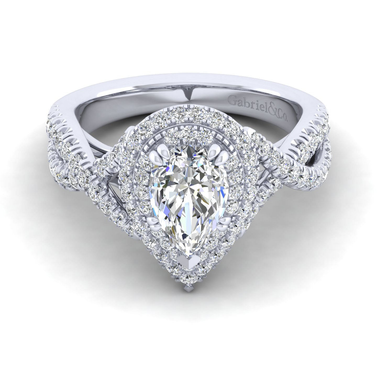 Pippa - 14K White Gold Pear Shape Diamond Engagement Ring