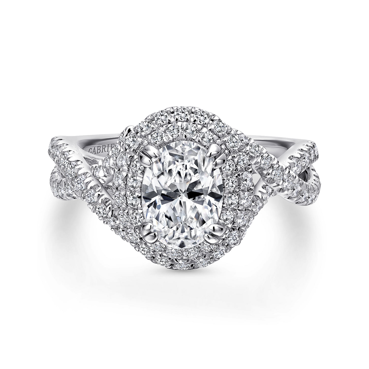 Pippa - Platinum Oval Double Halo Diamond Engagement Ring