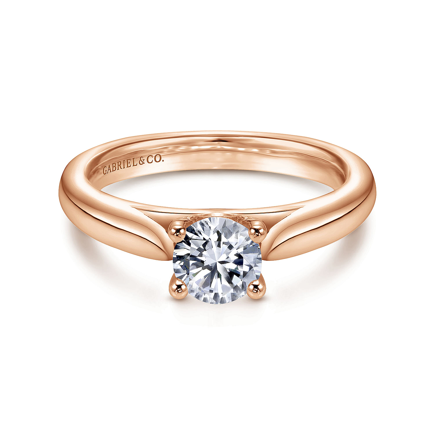 Polly - 14K Rose Gold Round Diamond Engagement Ring