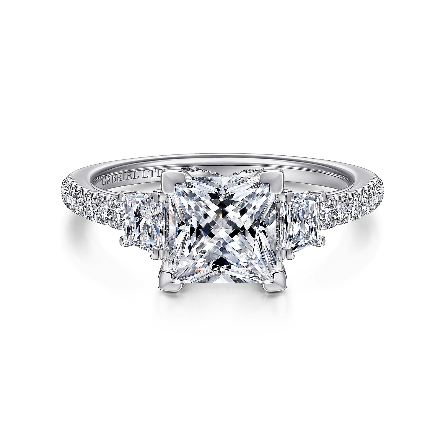 Quentin - 18K White Gold Princess Cut Three Stone Diamond Engagement Ring