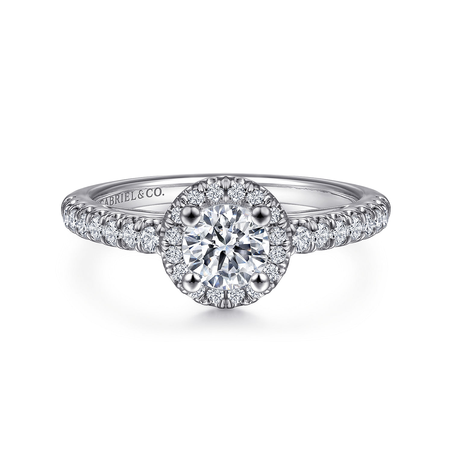Rachel - 14K White Gold Round Halo Diamond Engagement Ring