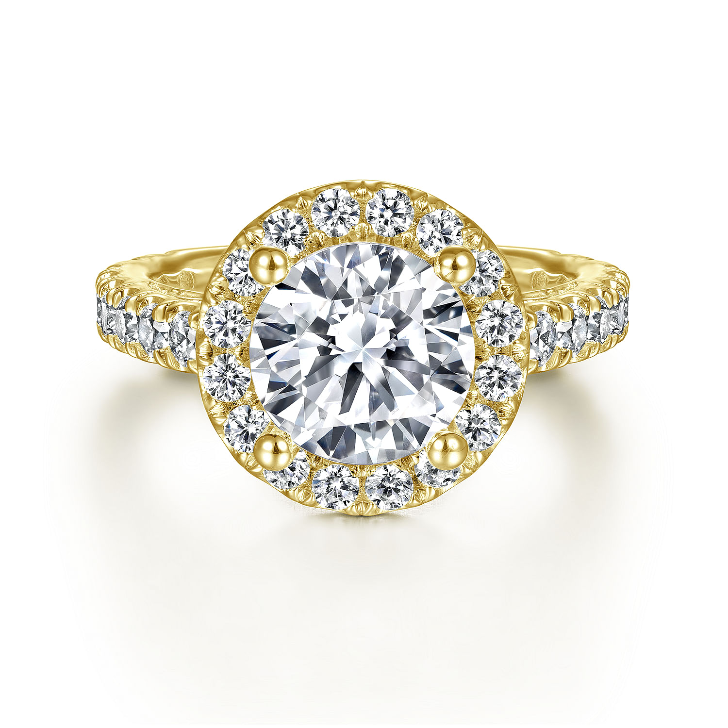 Rachel - 14K Yellow Gold Round Halo Diamond Engagement Ring