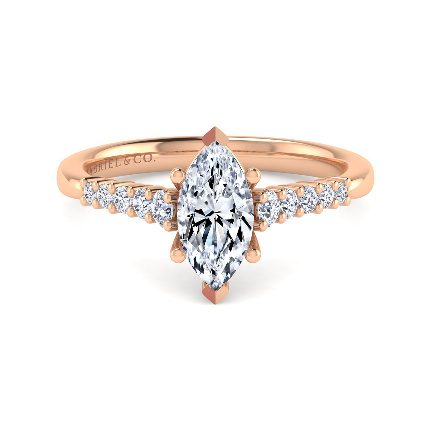 Reed - 14K Rose Gold Pear Shape Halo Diamond Engagement Ring