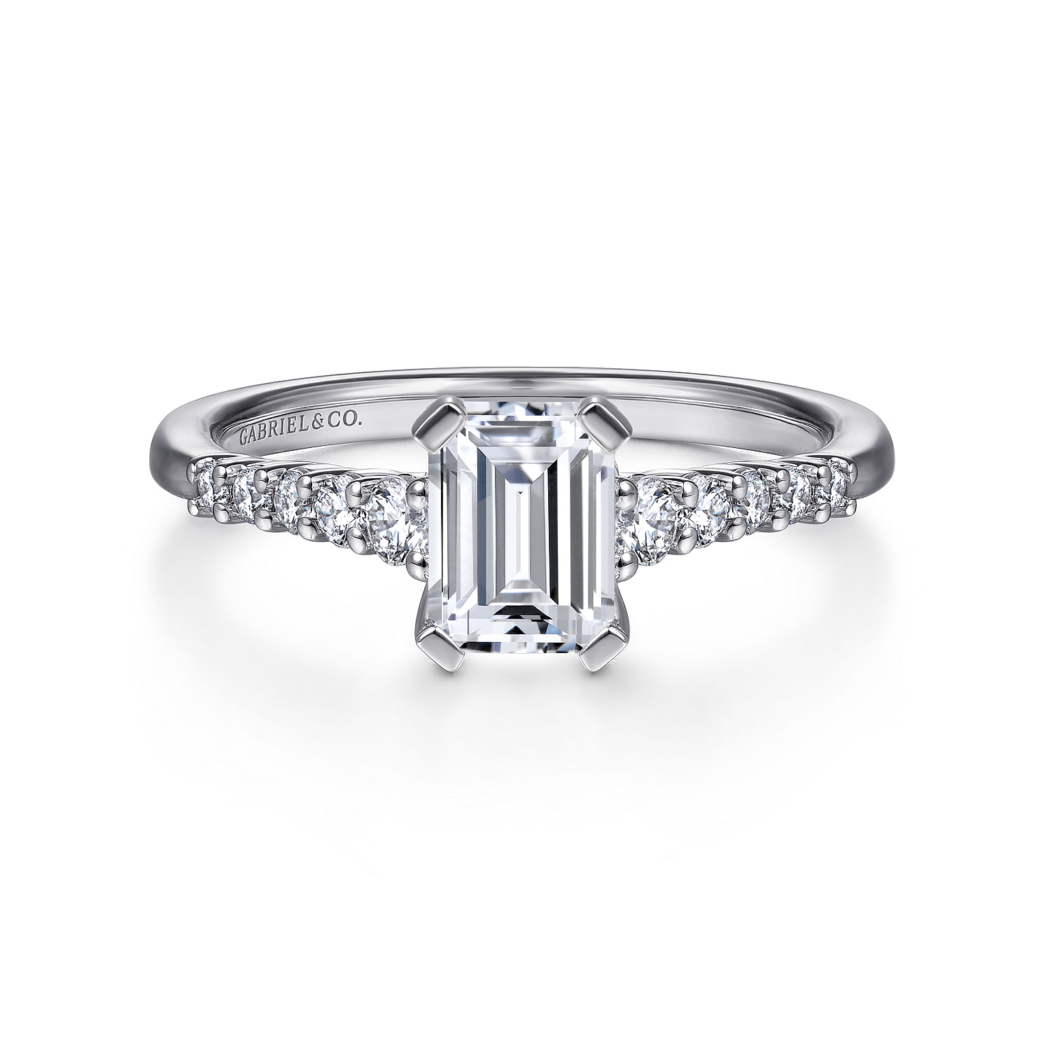 Reed - 14K White Gold Emerald Cut Diamond Engagement Ring