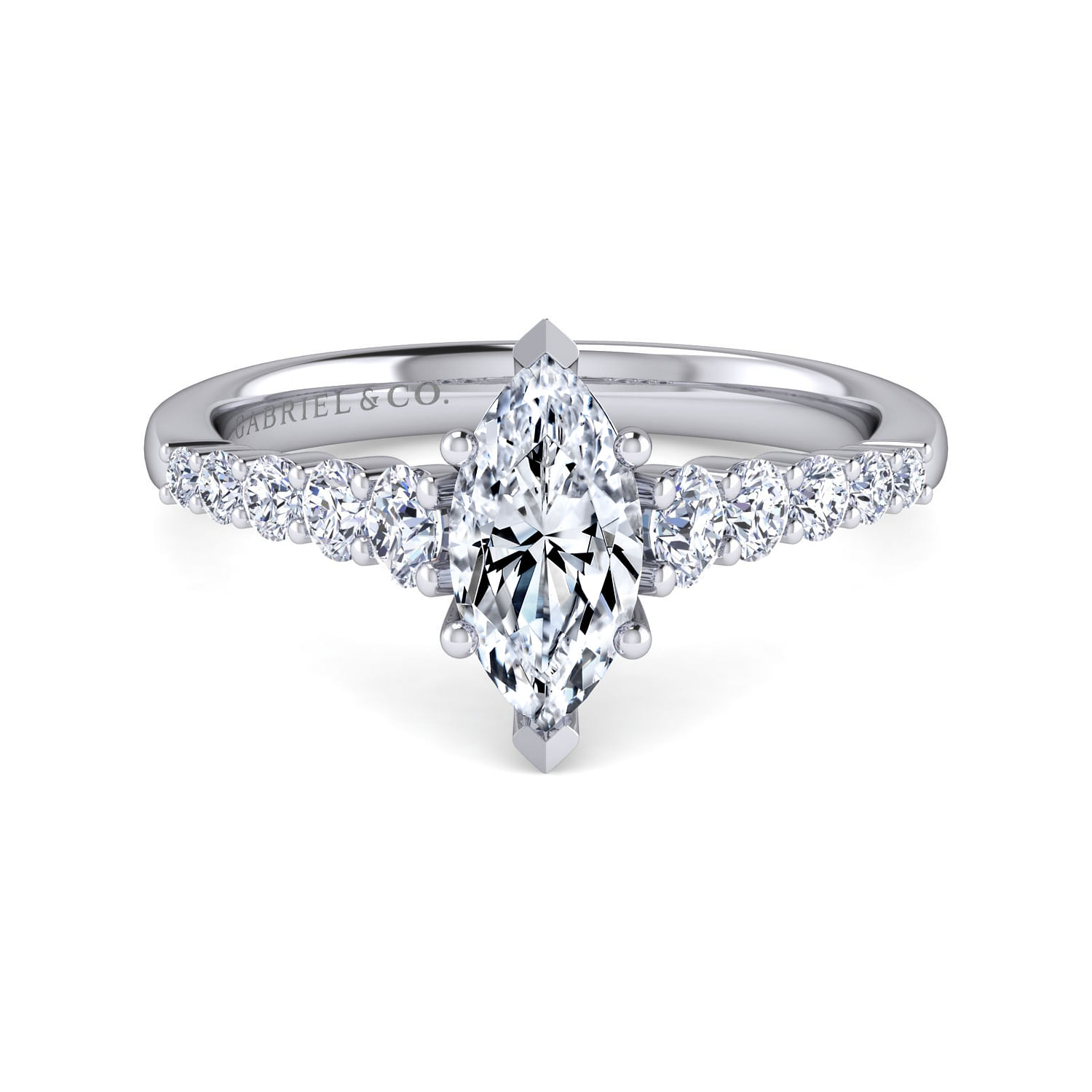 Reed - 14K White Gold Marquise Shape Diamond Engagement Ring