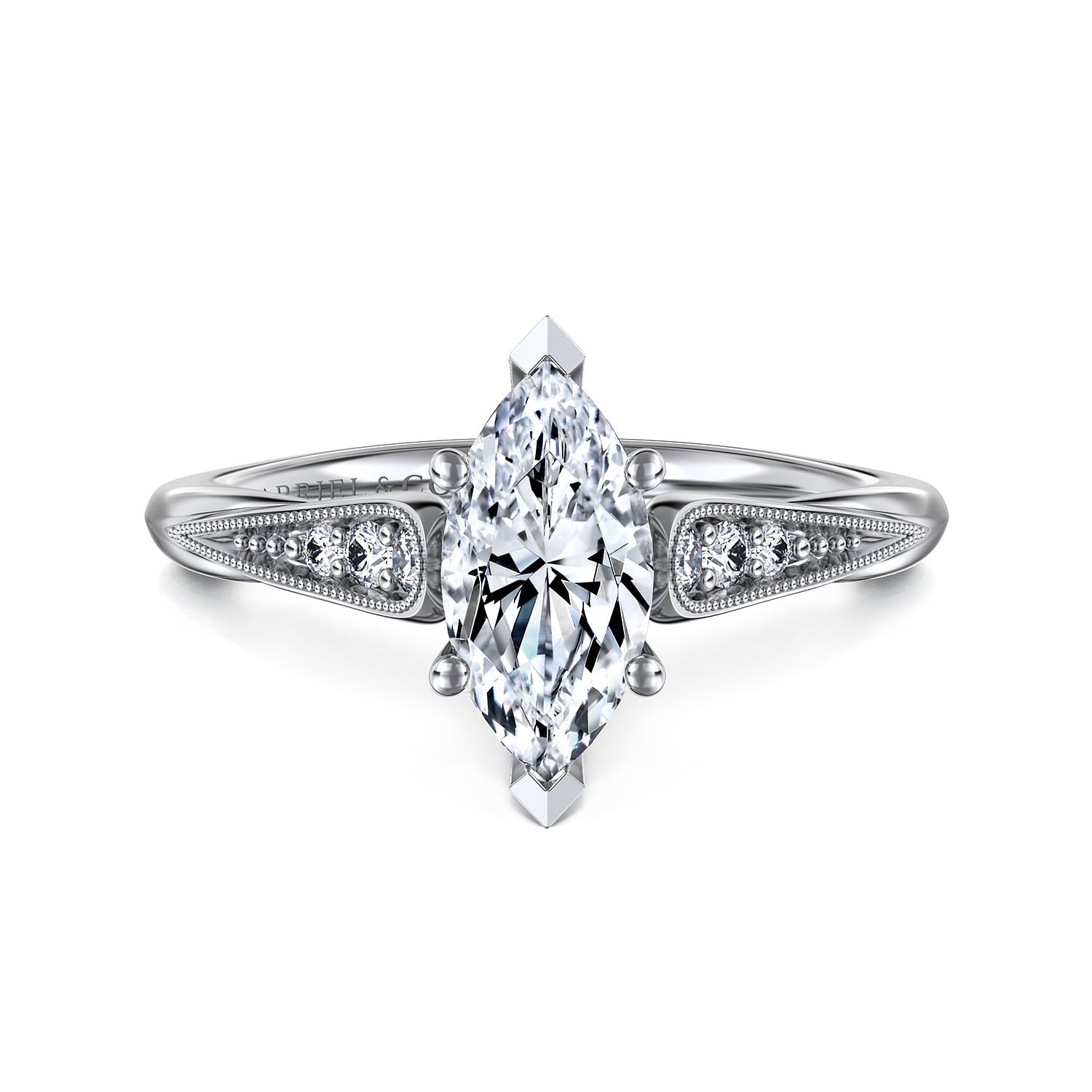 Riley - 14K White Gold Marquise Shape Diamond Engagement Ring