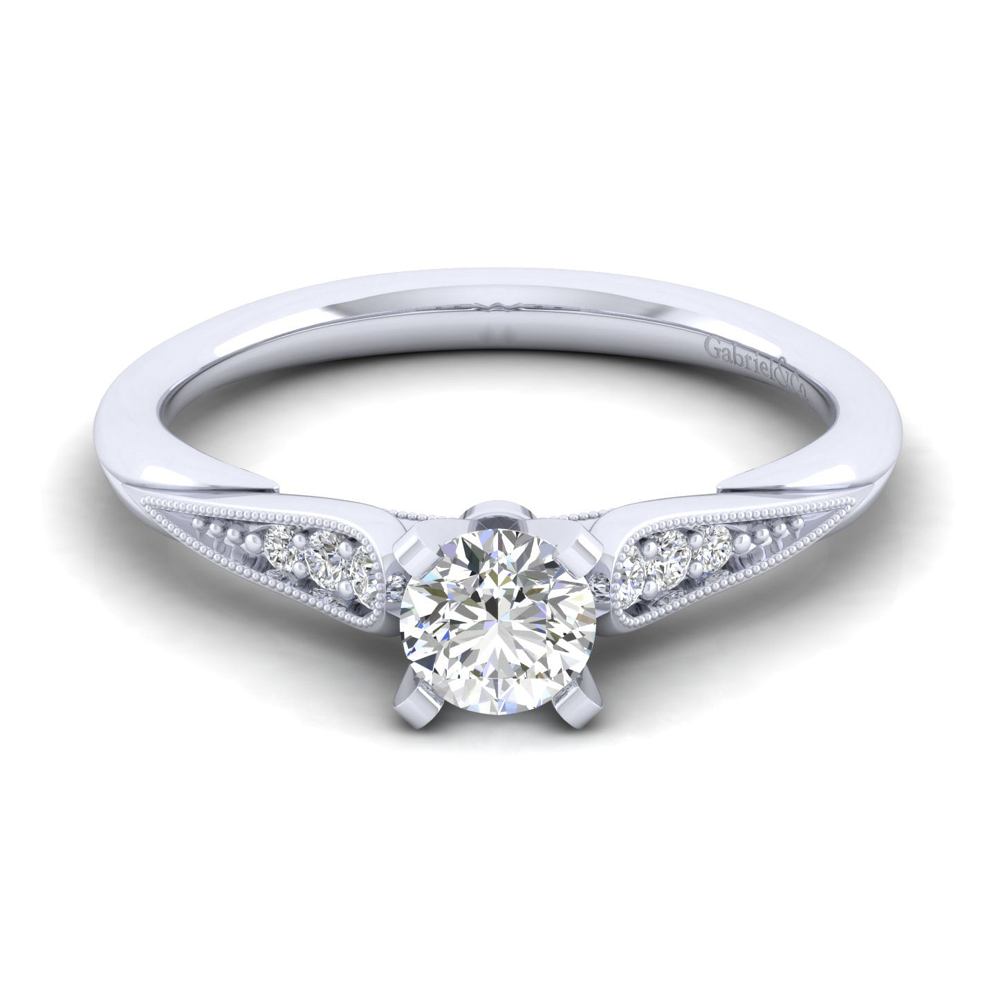 Riley - 14K White Gold Round Diamond Engagement Ring