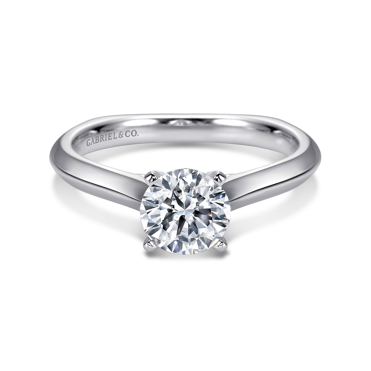 Rina - 14K White Gold Round Diamond Engagement Ring