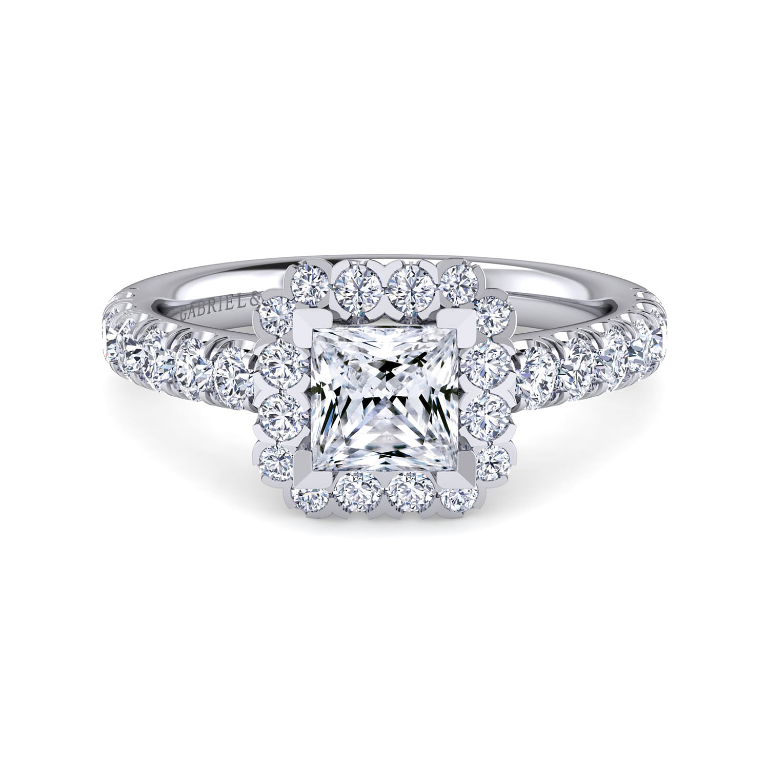 Rosalyn - Platinum Princess Halo Diamond Engagement Ring