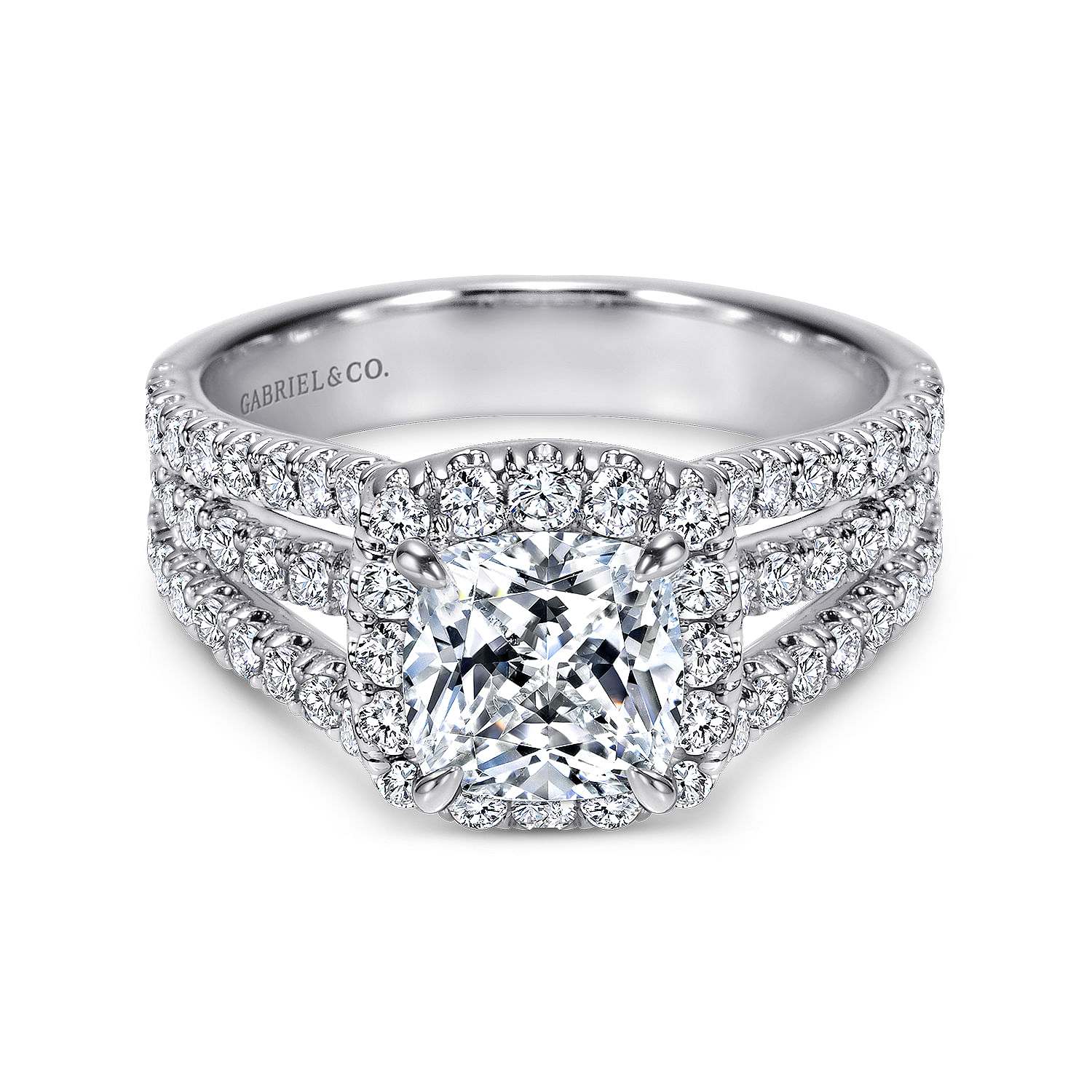 Sabrina - 14K White Gold Cushion Halo Diamond Engagement Ring