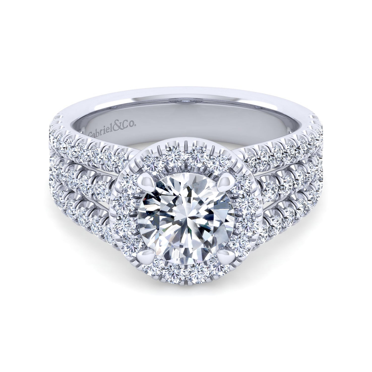 Sabrina - 14K White Gold Round Halo Diamond Engagement Ring