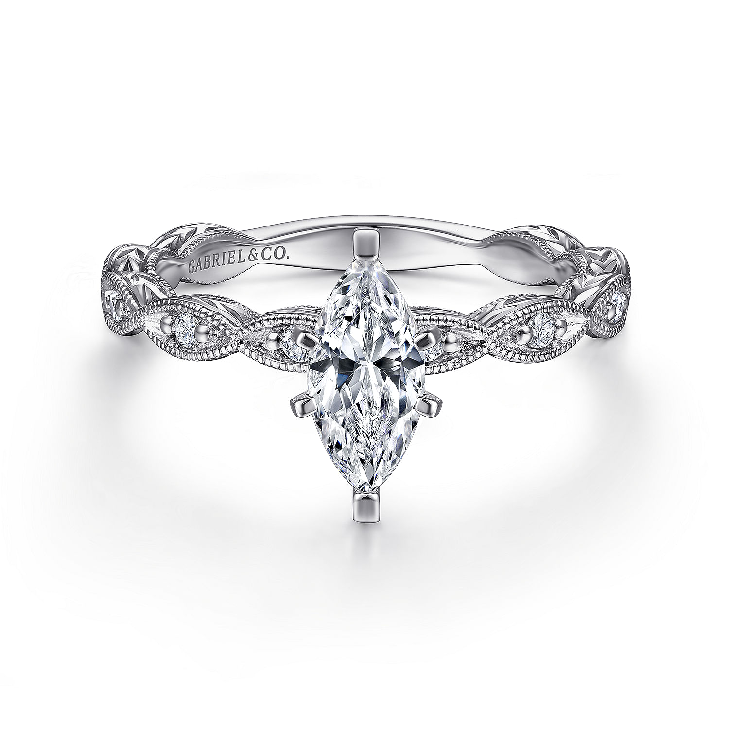 Sadie - 14K White Gold Marquise Shape Diamond Engagement Ring