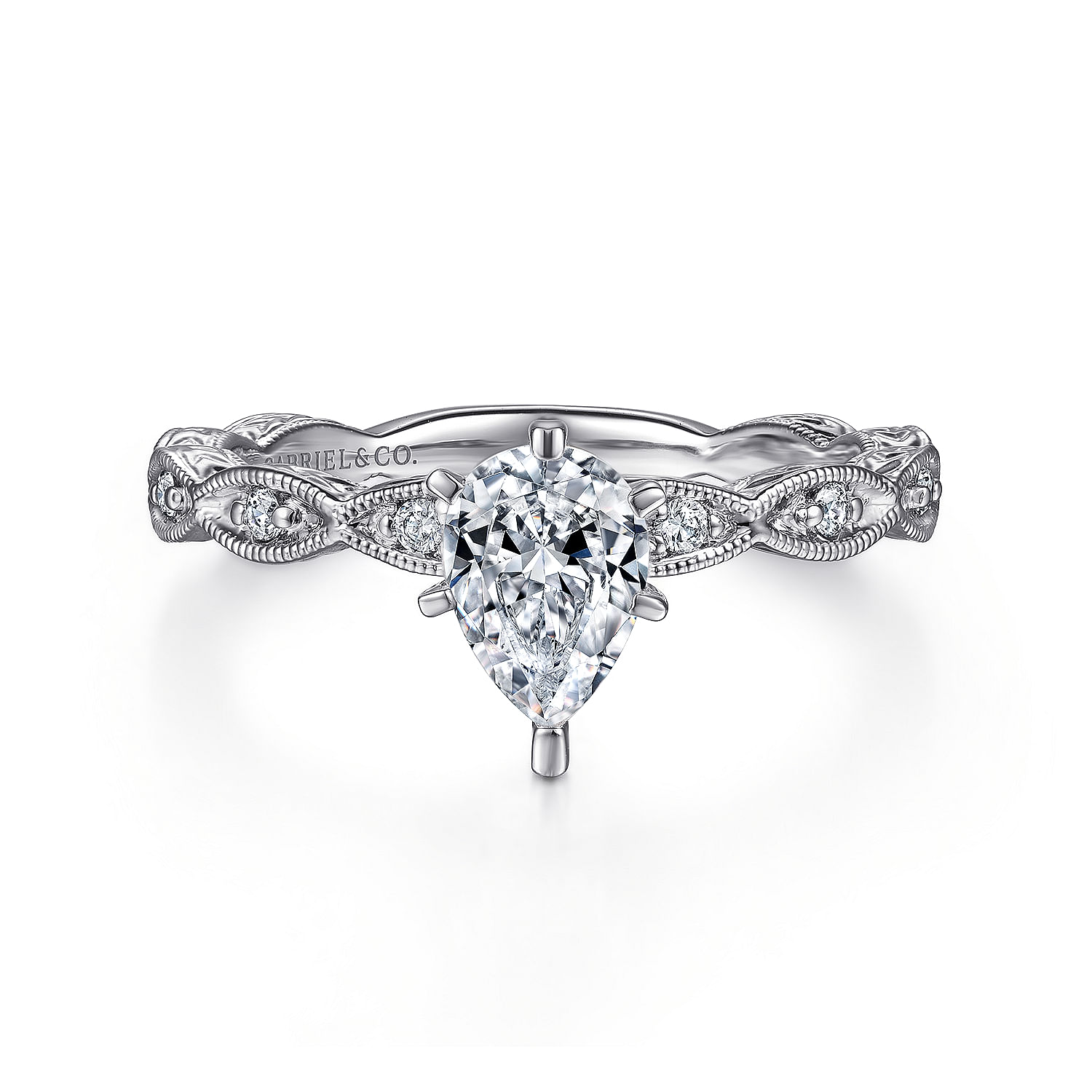 Sadie - 14K White Gold Pear Shape Diamond Engagement Ring