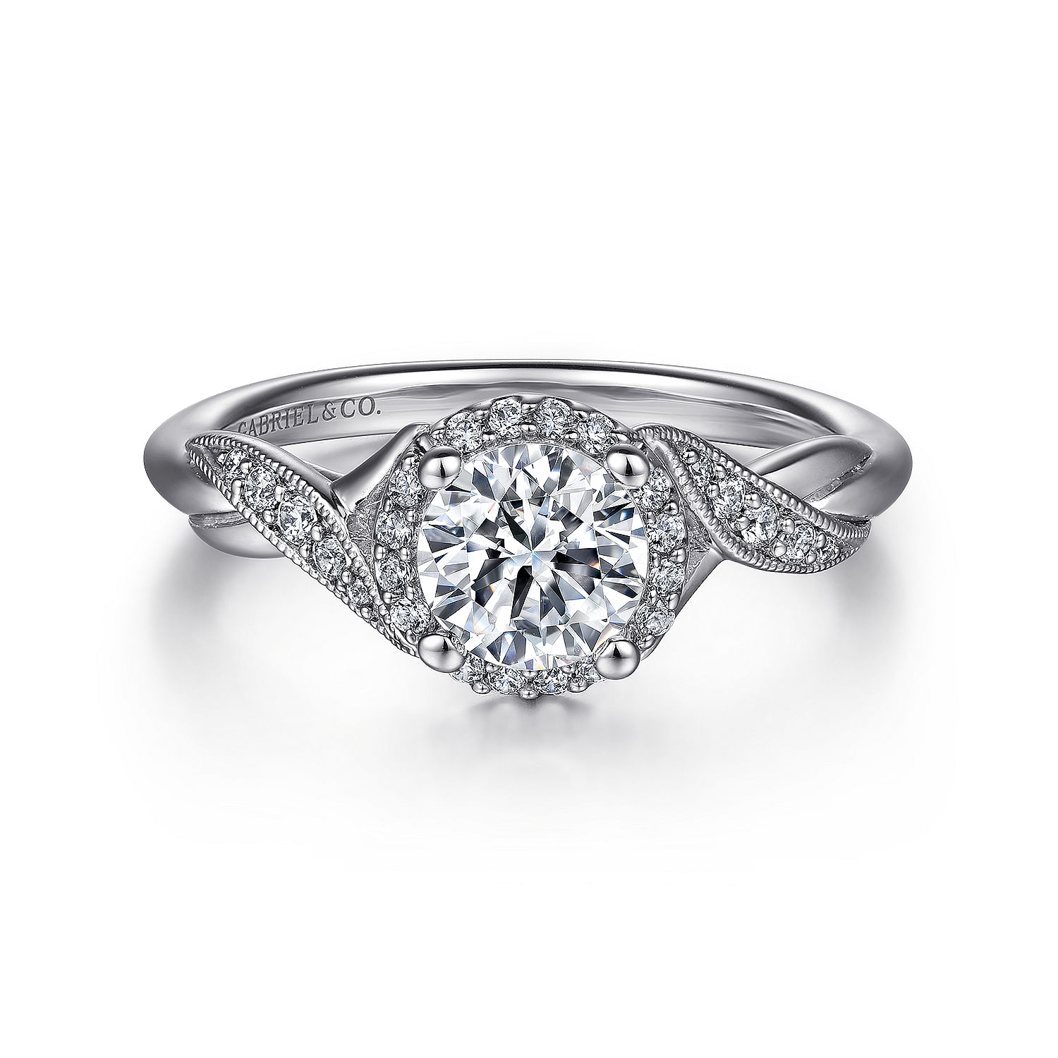 Shae - Vintage Inspired Platinum Round Halo Diamond Engagement Ring