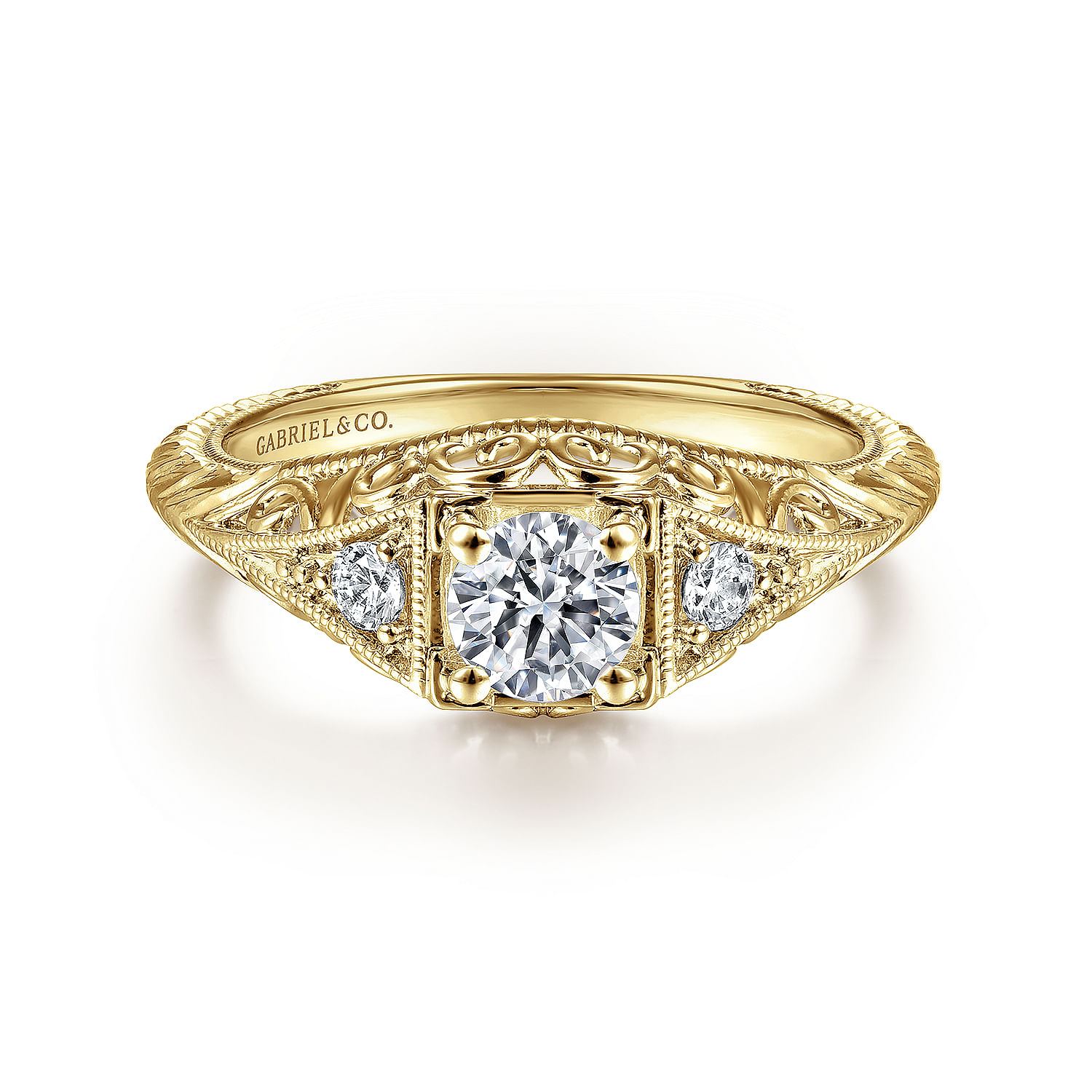 Shaw - 14K Yellow Gold Round Diamond Engagement Ring