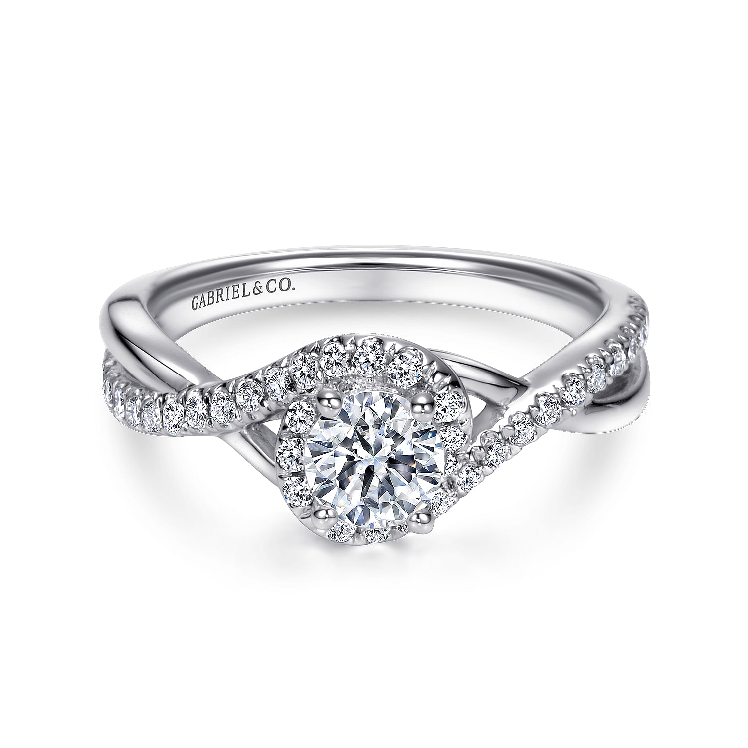 Shawn - 14K White Gold Round Halo Complete Diamond Engagement Ring