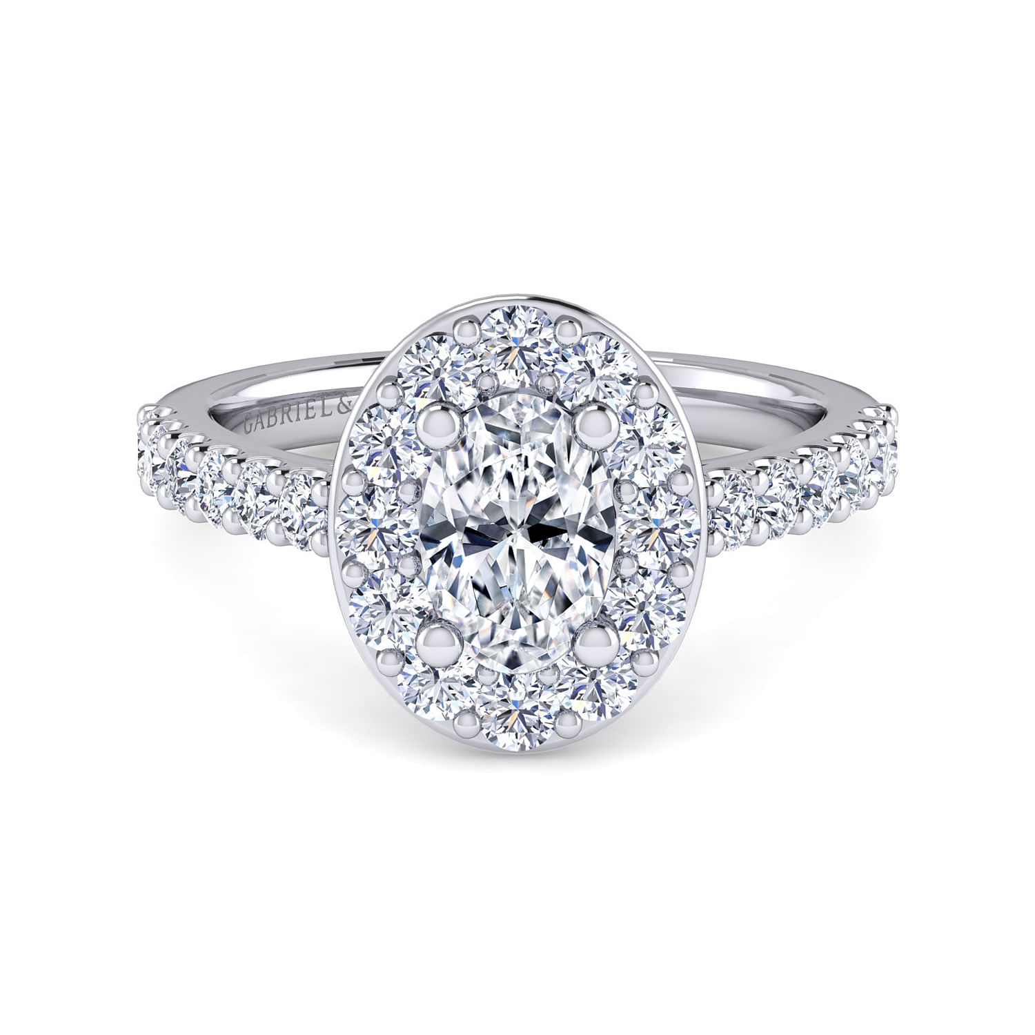 Skylar - 14K White Gold Oval Halo Diamond Engagement Ring
