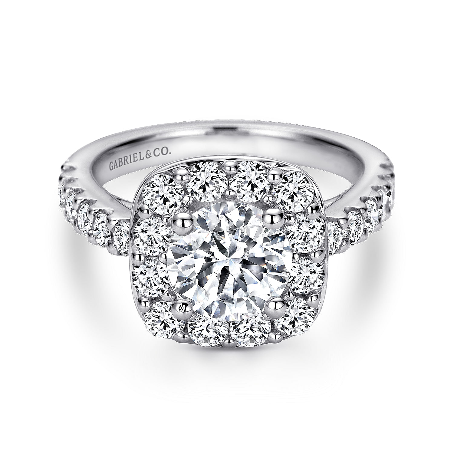 Skylar - 14K White Gold Round Halo Diamond Engagement Ring