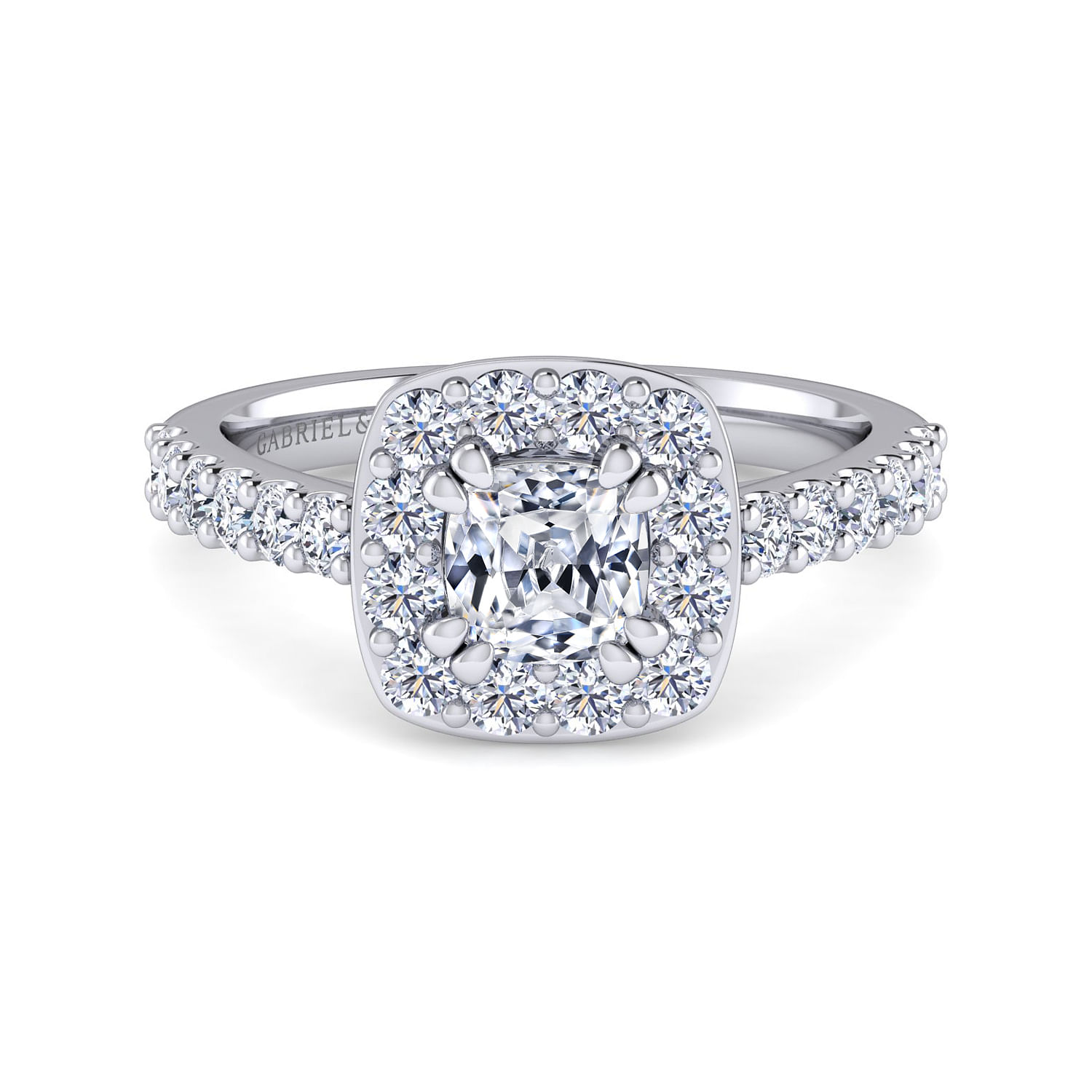 Skylar - Platinum Cushion Halo Diamond Engagement Ring