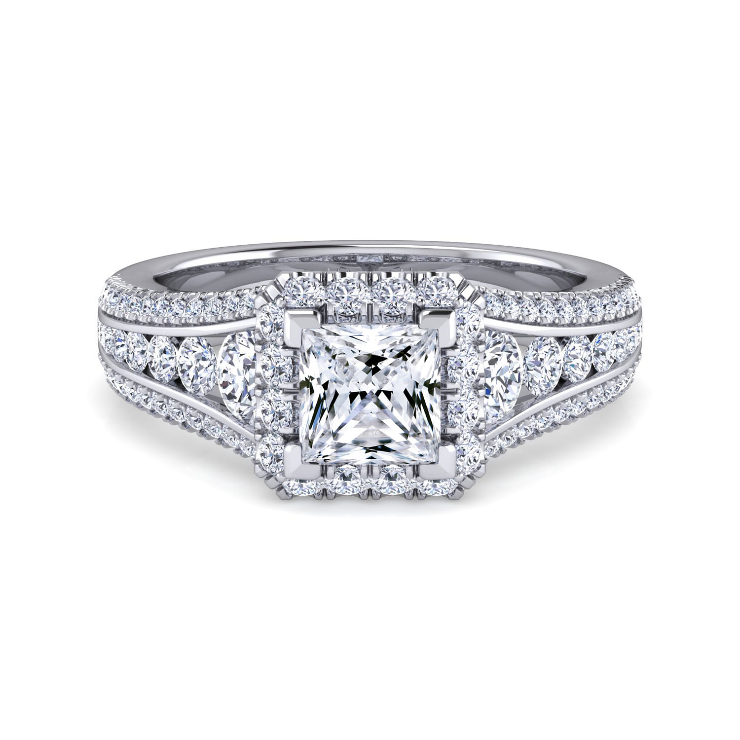 Sorrel - Platinum Princess Halo Diamond Engagement Ring