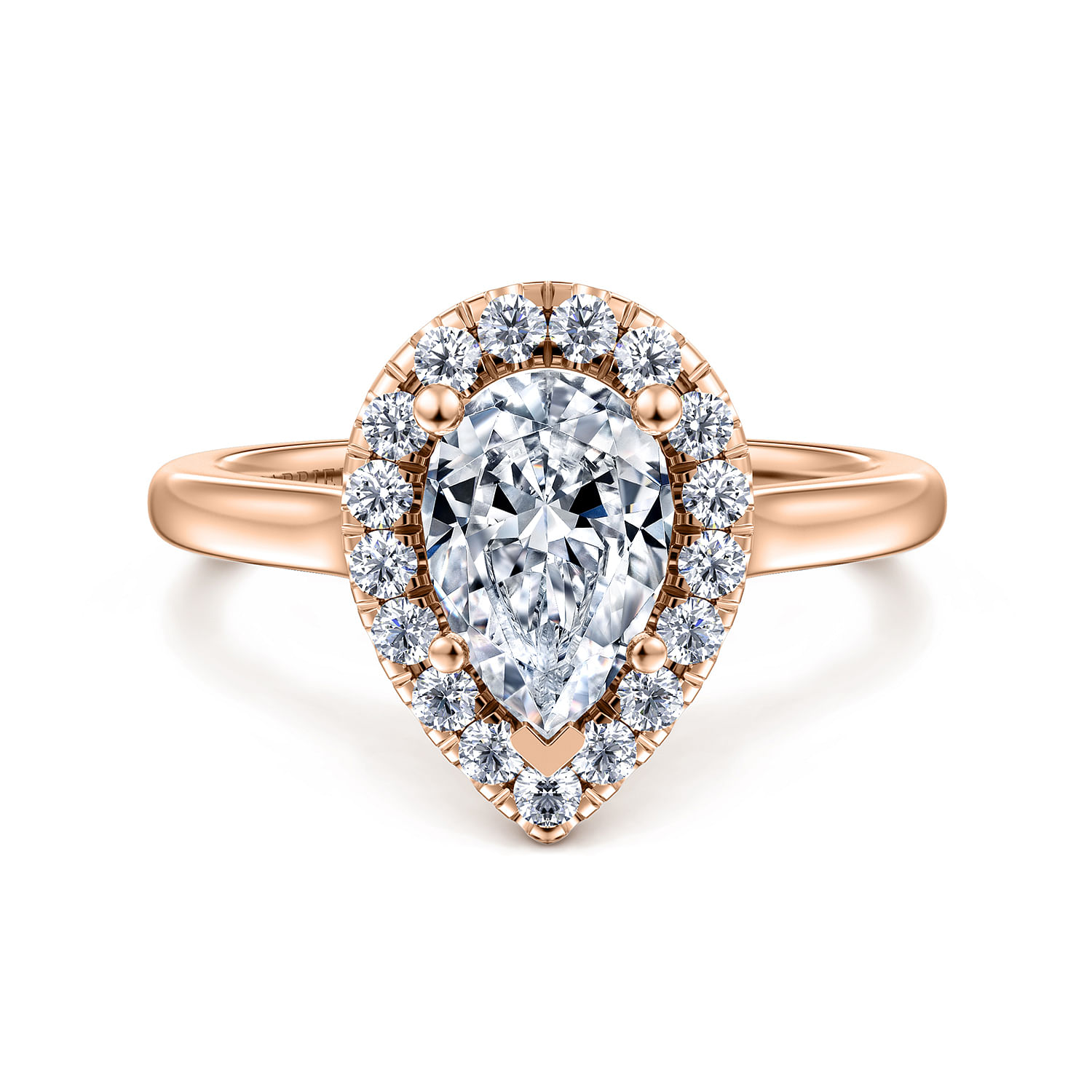 Stacy - 14K Rose Gold Pear Shape Halo Diamond Engagement Ring